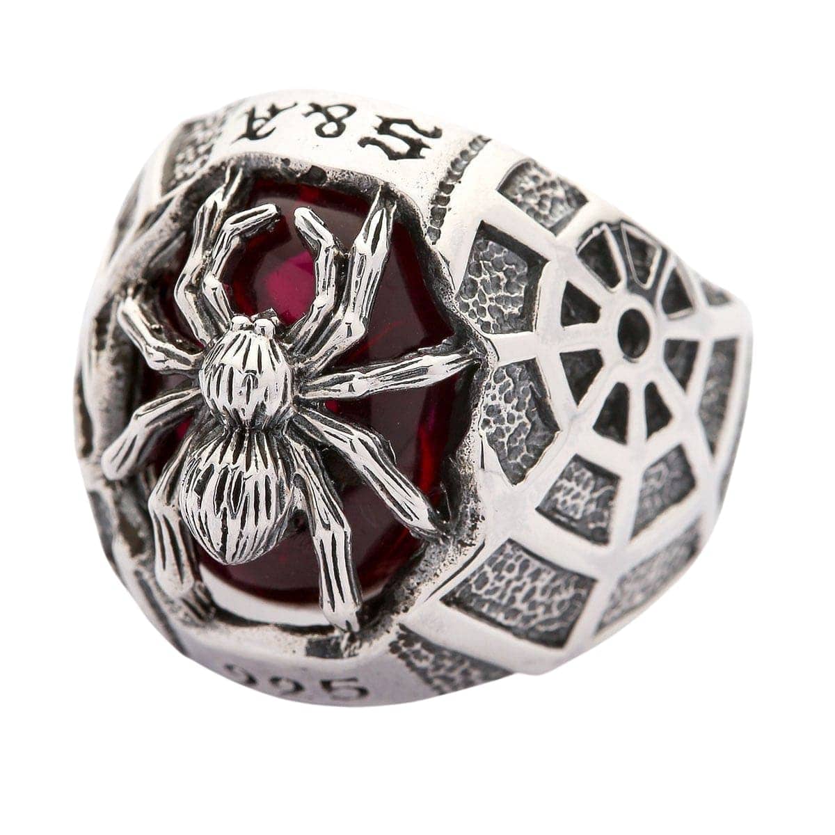 Gothic Red Spider Sterling Silver Ring for Women - Unique Gothic Jewelry for Halloween, Cosplay & Alternative Fashion