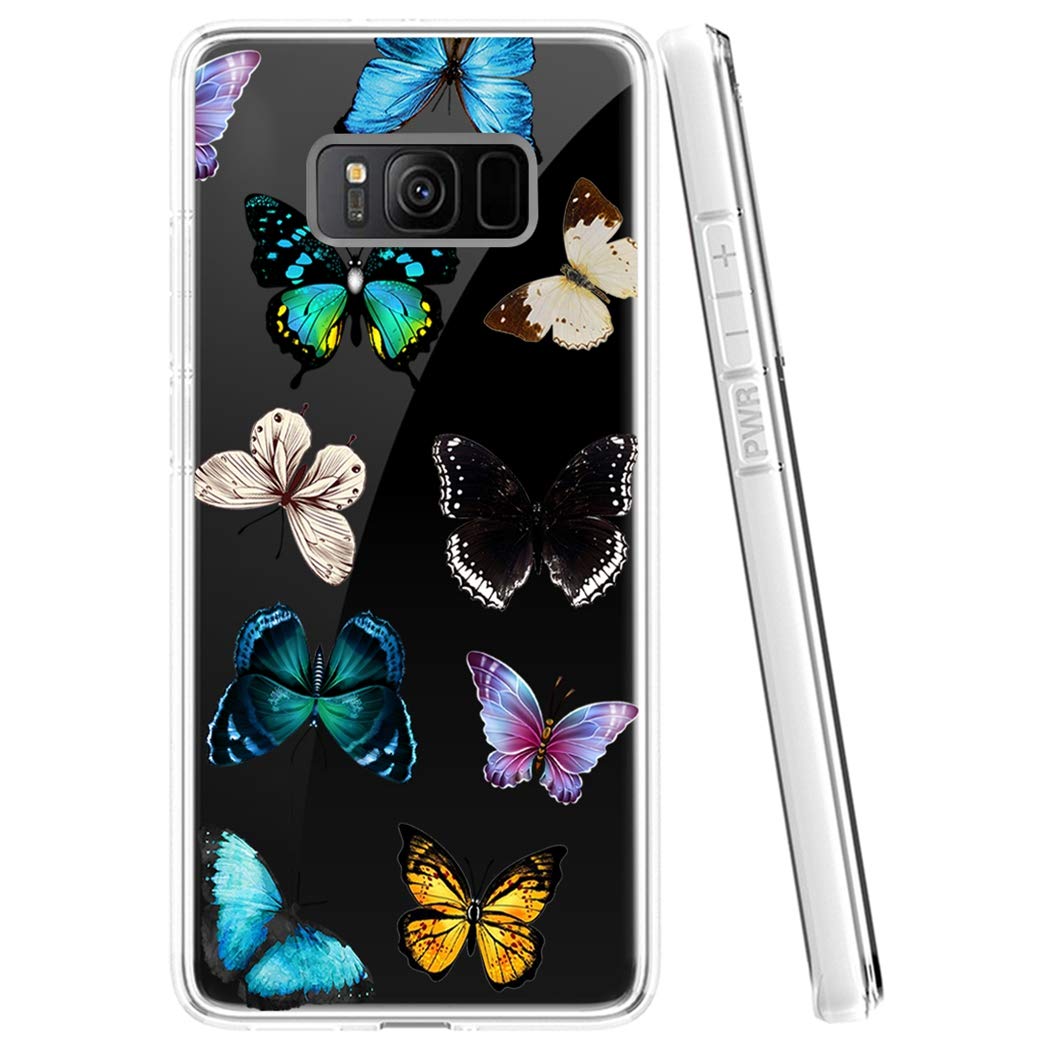 Samsung Galaxy S8 Phone Case for Women - Slim Shockproof Clear Floral TPU Protective Cover with Butterfly Design | Perfect for Everyday Use, Work & Travel