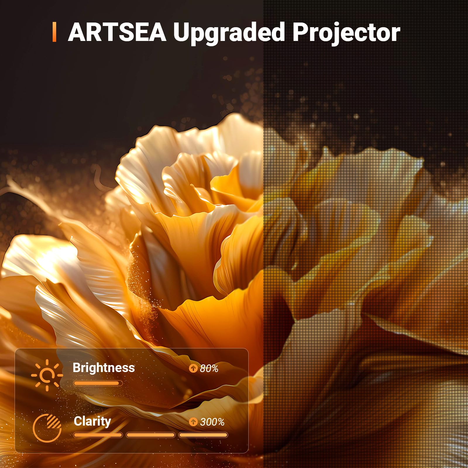 ARTSEA Mini Projector for iPhone & Android - 1080P HD Portable Outdoor Movie Projector, Home Theater Video Projector Compatible with Smartphones, Tablets, Laptops, TV Stick, USB & DVD | Perfect for Backyard Movie Nights, Camping Trips and Indoor Home Entertainment