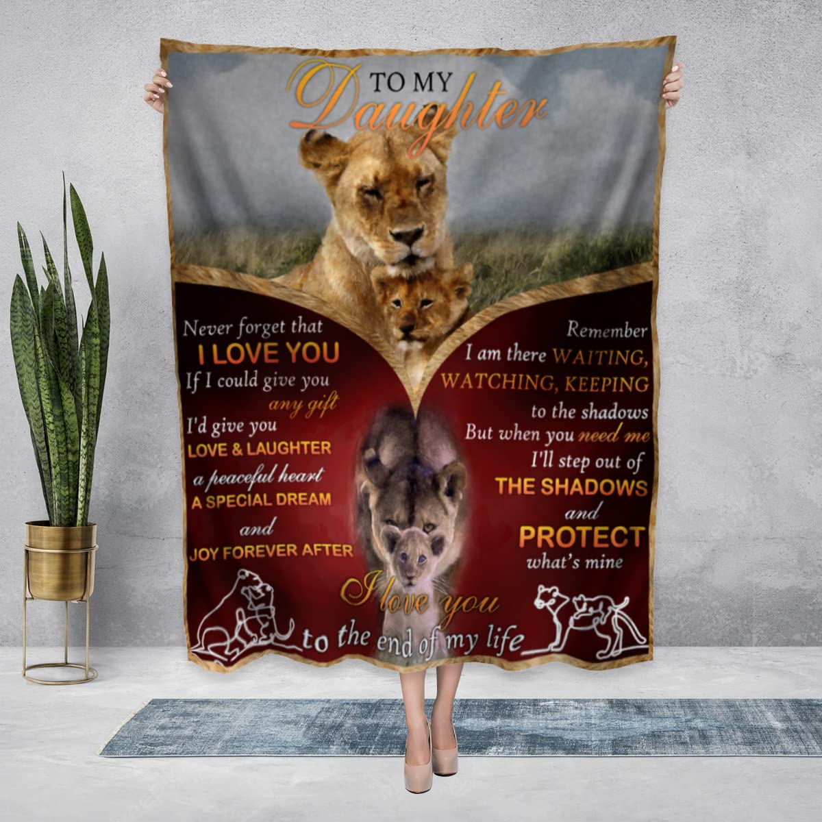 Lion to My Daughter I Love You to The End of My Life Fleece Blanket - Soft Lightweight Premium Throw for Daughter Gift, Birthday Present - Perfect for Bed, Sofa & Cozy Family Moments