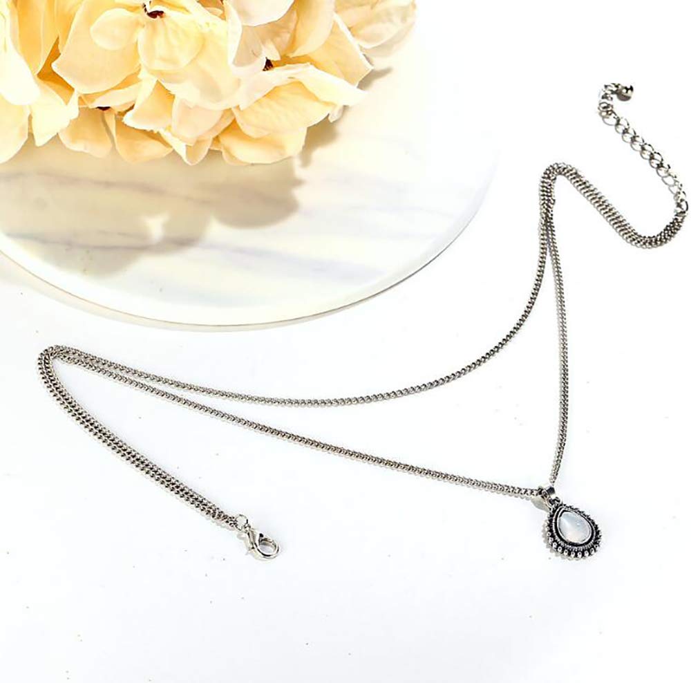 Bohemian Opal Choker Necklace for Women - Layered Teardrop Pendant with Gemstone Charms, Elegant Statement Jewelry for Parties, Weddings & Everyday Wear