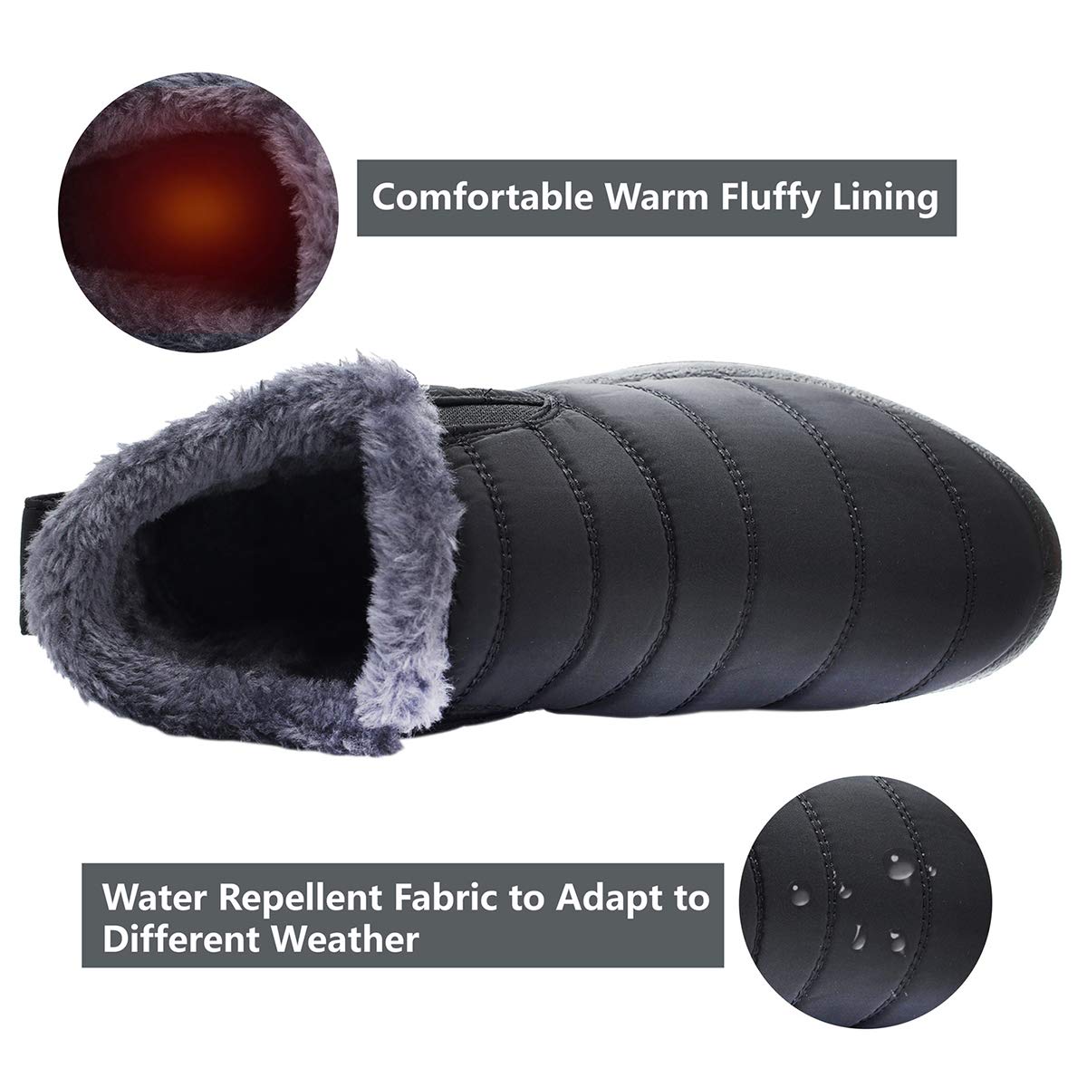Scurtain Women's & Men's Non-Slip Snow Boots - Winter Fur Ankle Booties for Couples | Warm Waterproof Outdoor Shoes for Snow Hiking & Daily Winter Wear