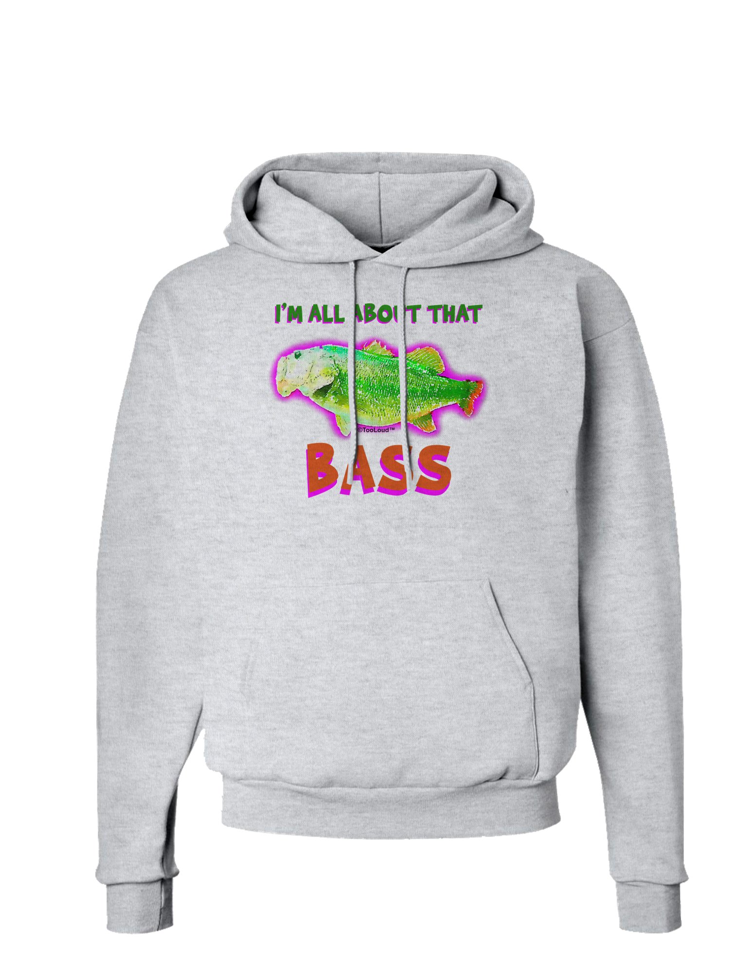 TOOLOUD All About That Bass Fish Watercolor Hoodie - Men's & Women's Pullover Sweatshirt with Hood and Pockets | Fishing Enthusiast Gift, Casual Streetwear, Outdoor Activities