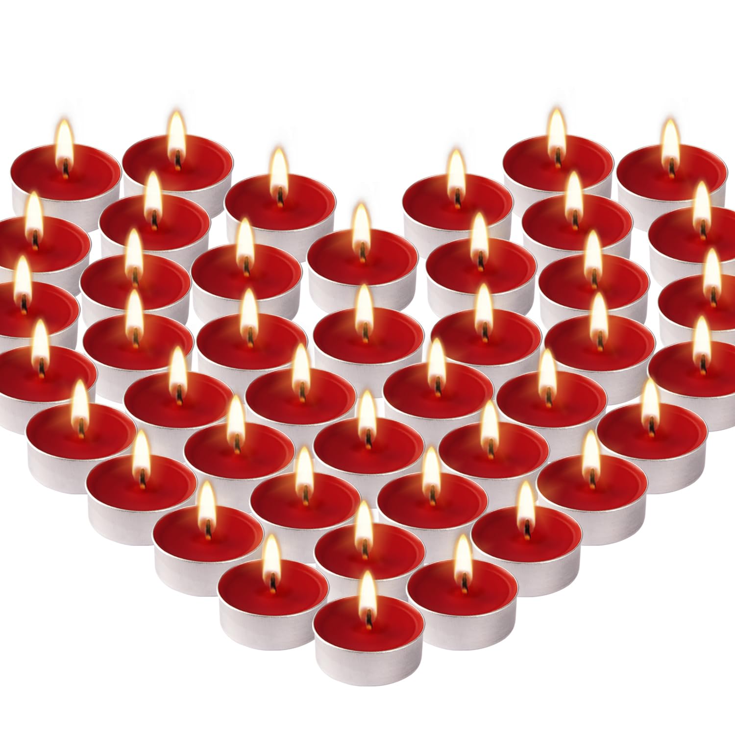 50-Pack Unscented Red Tealight Candles - Smokeless, Dripless, Long-Lasting 4-Hour Burn - Perfect for Emergency Kits, Romantic Dinners, Wedding Decor, Church Events & Party Centerpieces