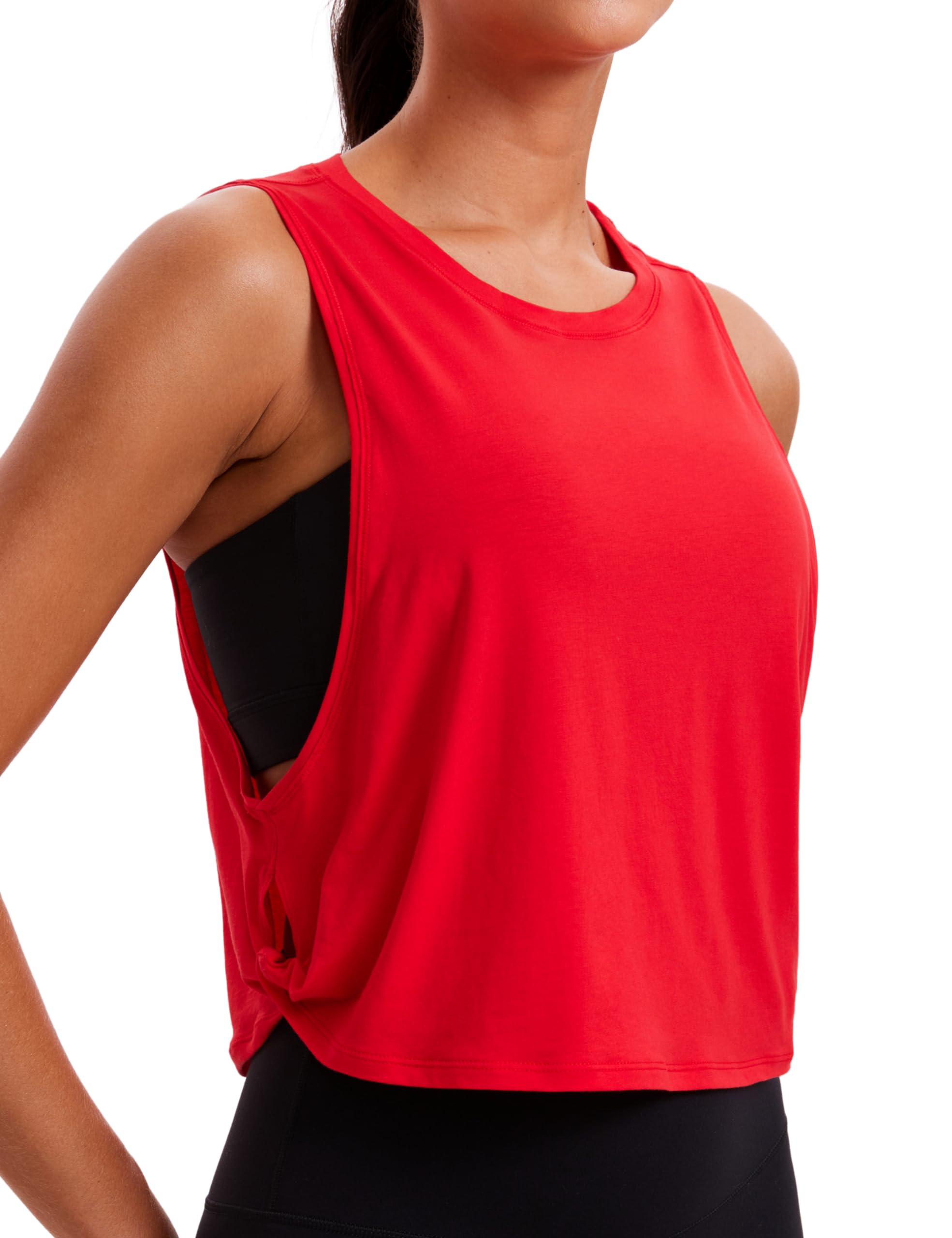 CRZ YOGA Women's Pima Cotton Cropped Tank Top - Sleeveless Athletic Workout Shirt for Yoga, Running & Gym | Breathable & Comfortable for Summer Workouts & Casual Wear