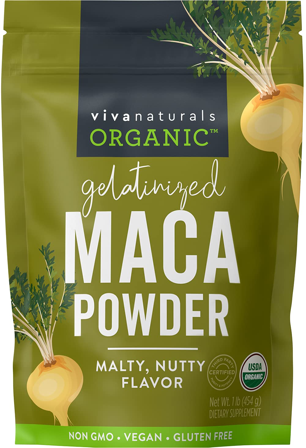 Organic Maca Powder - Gelatinized Peruvian Superfood for Energy & Vitality | Certified Organic, Gluten-Free, Non-GMO | 1 lb Bag | Boost Workouts, Hormone Balance & Daily Energy
