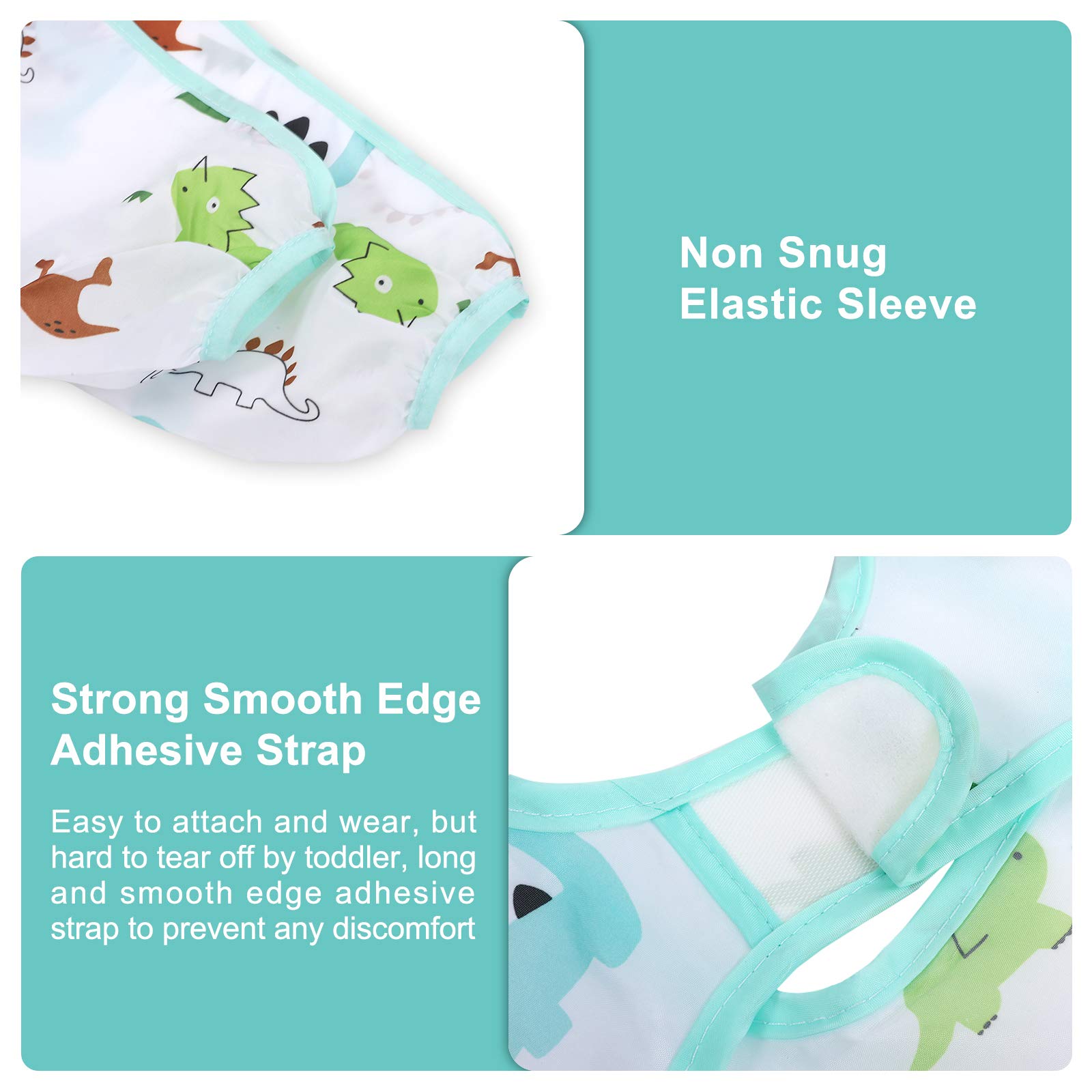 Waterproof Long Sleeve Baby Bibs for Toddlers 6-36 Months - Soft Sleeved Feeding Bib for Messy Meals, Art Activities & Outdoor Dining
