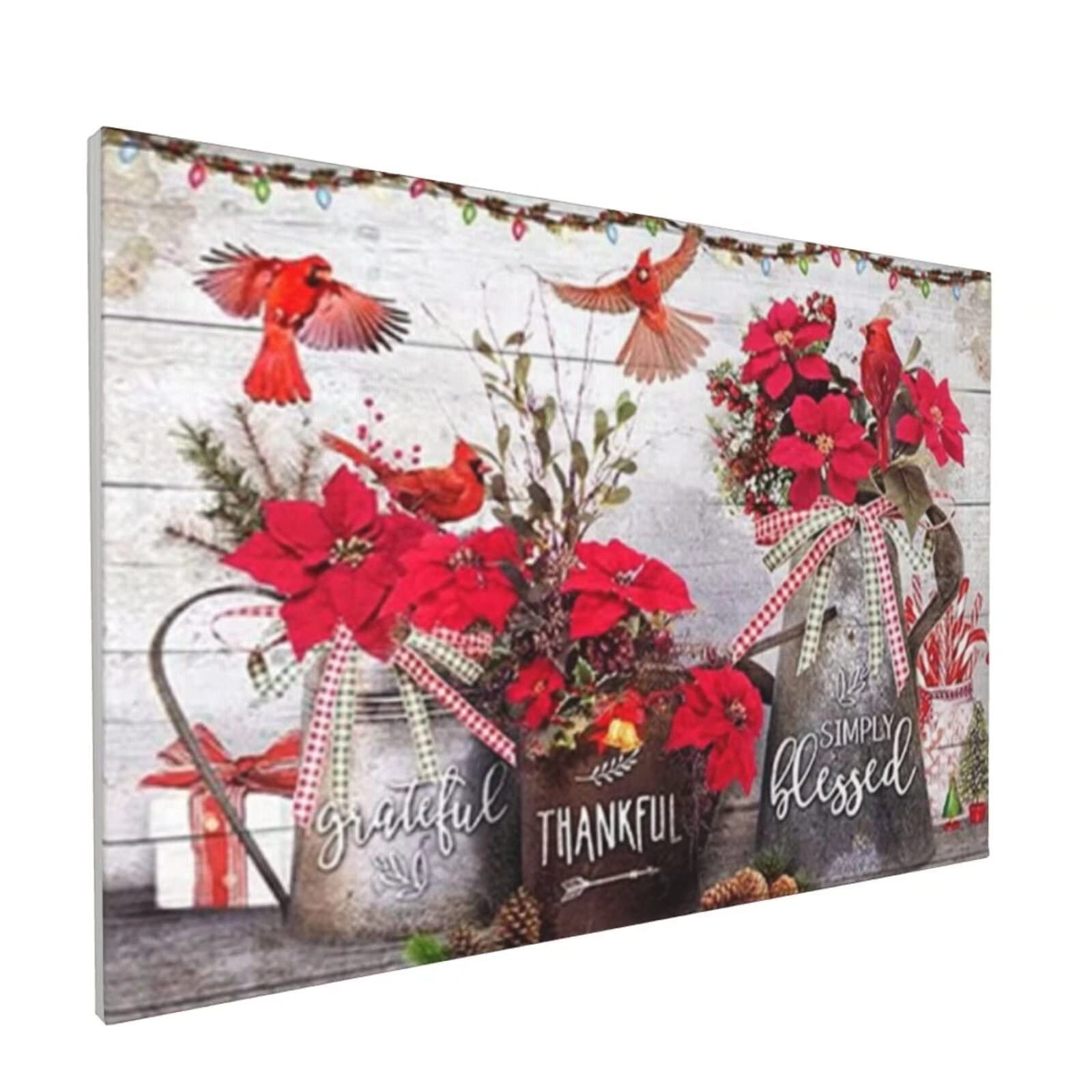 Vintage Floral Bird Canvas Wall Art - 16x24 Inch Retro Room Decor, Farmhouse Painting Prints, Inspirational Posters for Bathroom, Bedroom & Living Room - Perfect for Home, Office & Gift Giving
