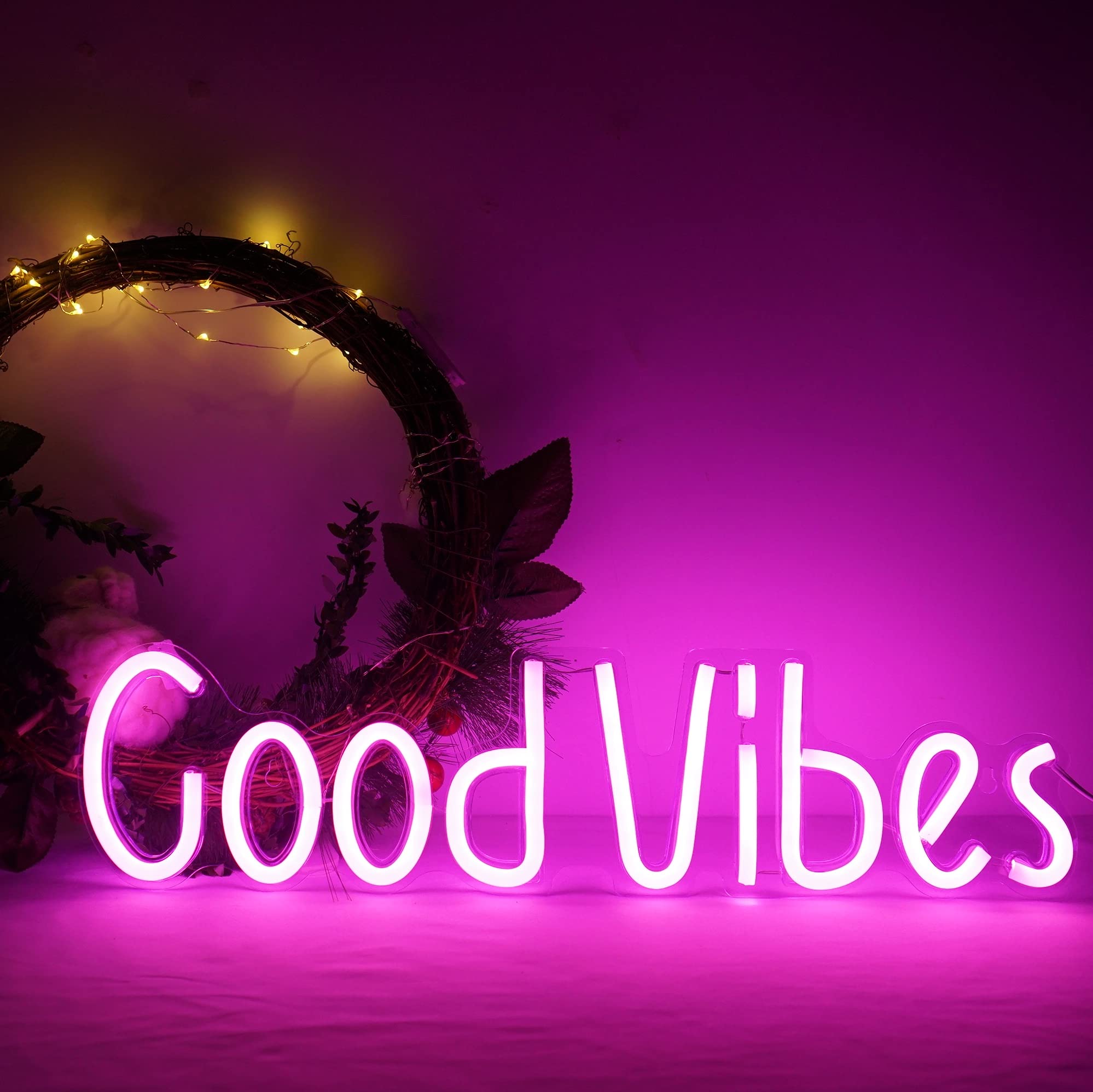 Custom DIY LED Neon Signs - Good Vibes Art Lights for Room, Bedroom, Bar, Pub, Hotel & Party Decor (19.6×4.9 Inch) - Perfect Wall Art for Restaurants, Weddings & Home Decoration