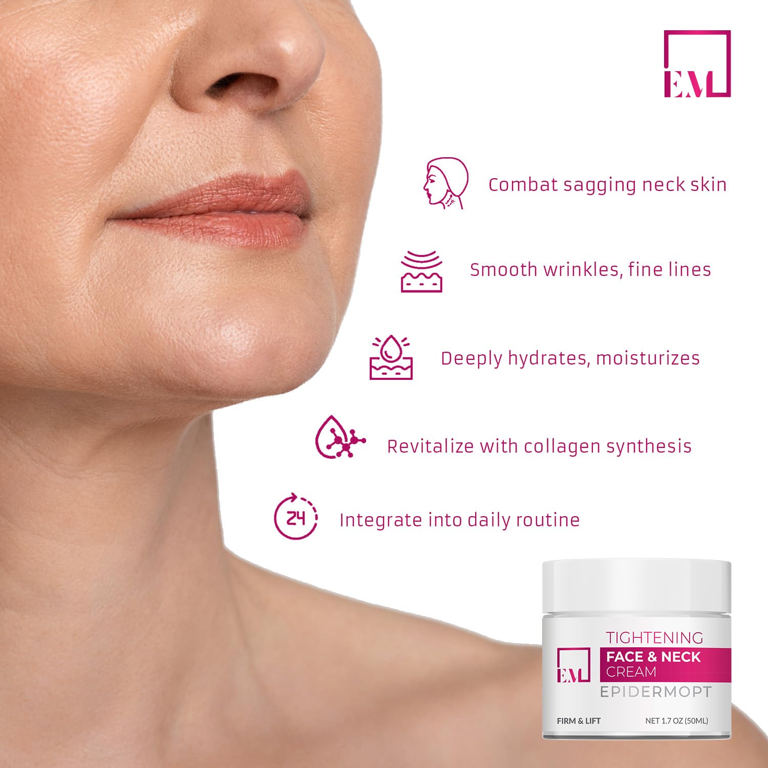 Neck Firming Cream - 1.7 Oz Anti-Wrinkle & Lifting Cream for Face, Chin, Neck & Chest - Tighten Skin & Reduce Signs of Aging - Hydrating Moisturizer for Instant Lift - Perfect for Daily Skincare Routine & Special Occasion Prep