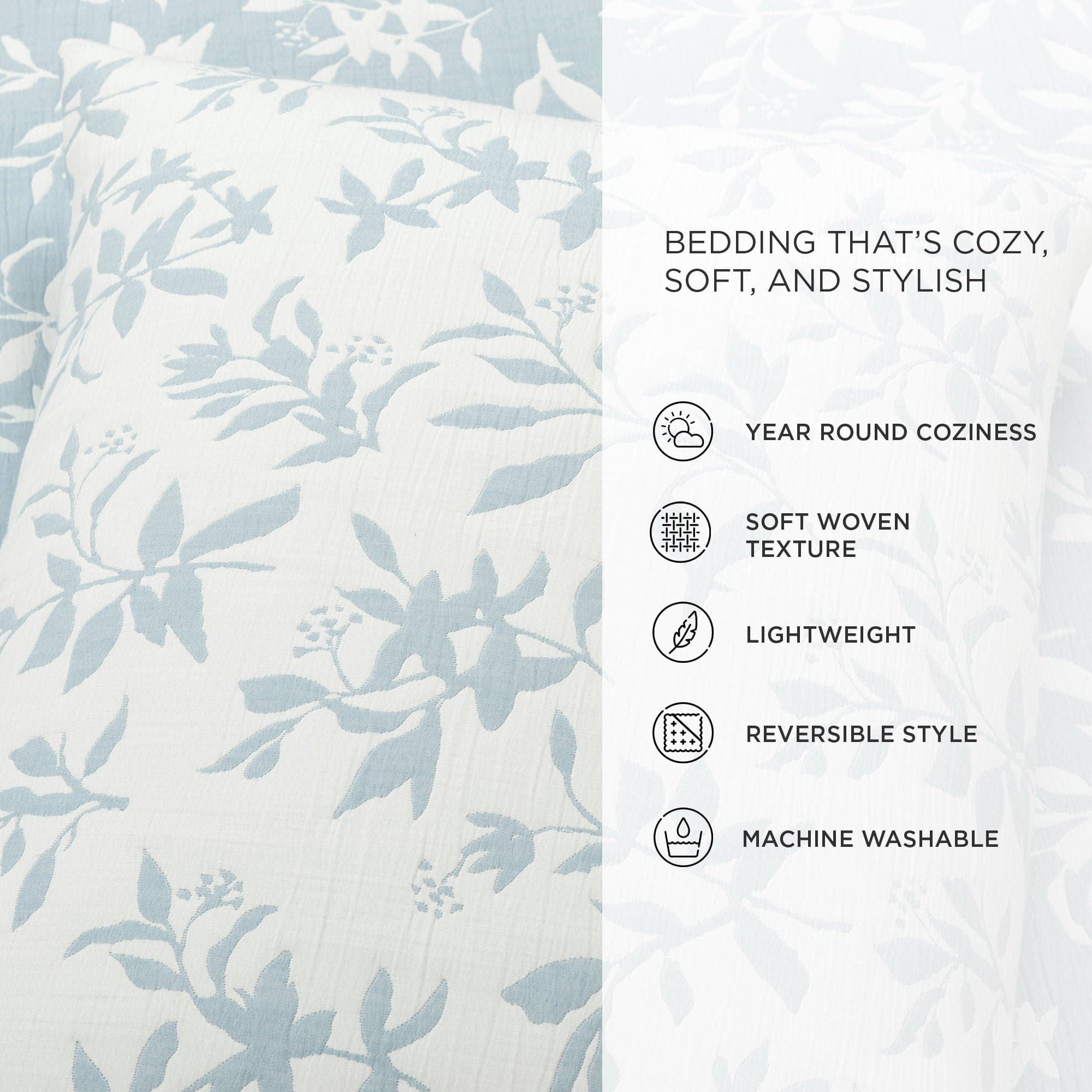 Floral Jacquard Reversible Soft Matelassé 3-Piece Quilt Set - Queen Size Bedding for Cozy Bedroom Decor