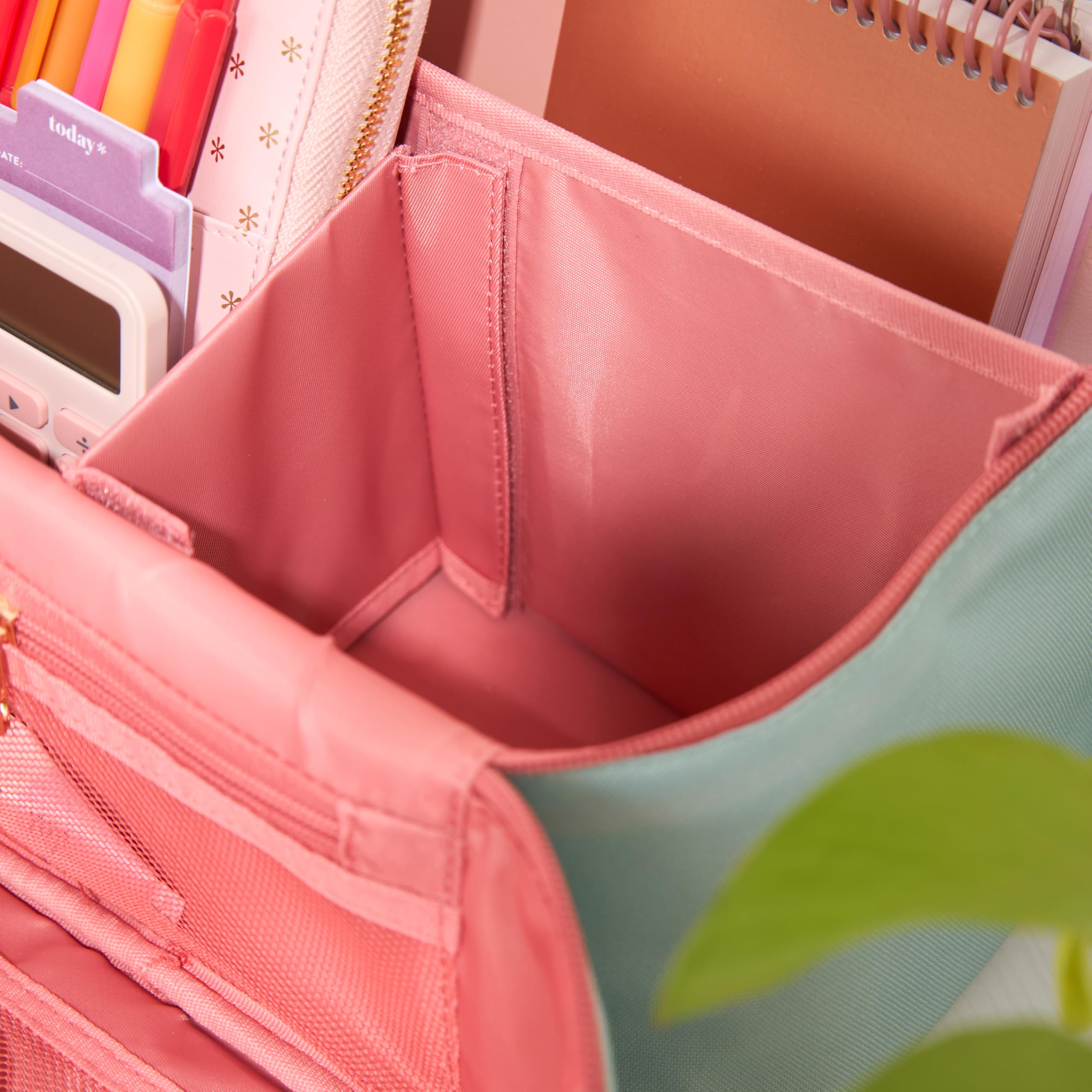 Erin Condren Large Organizer Case - Stylish Sea Glass Multi-Purpose Travel Bag with Removable Dividers & Vegan Leather Handle | Perfect for Toiletries, Makeup, Jewelry Storage | Ideal for Travel, Home Organization & Daily Essentials