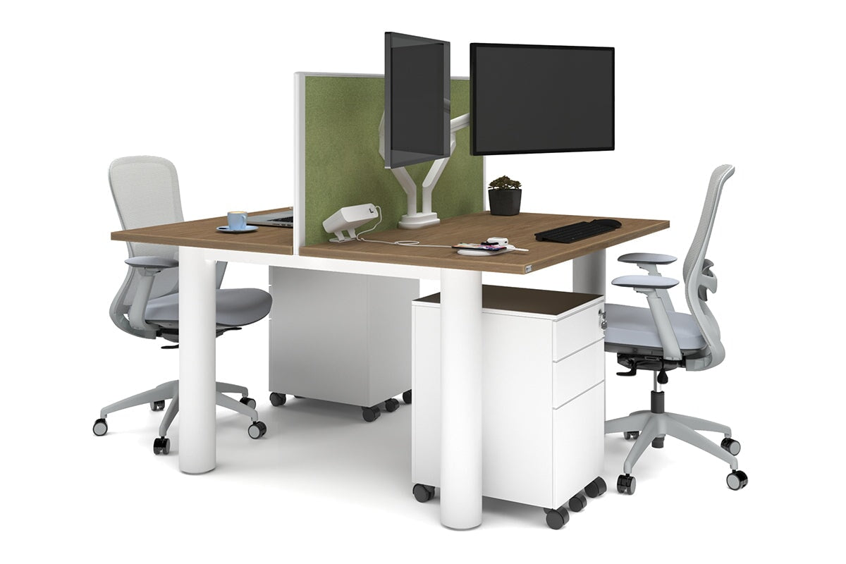 Quadro Cylinder Leg 2-Person Office Workstation Desk [1400L x 700W] - Perfect for Collaborative Workspaces & Modern Offices