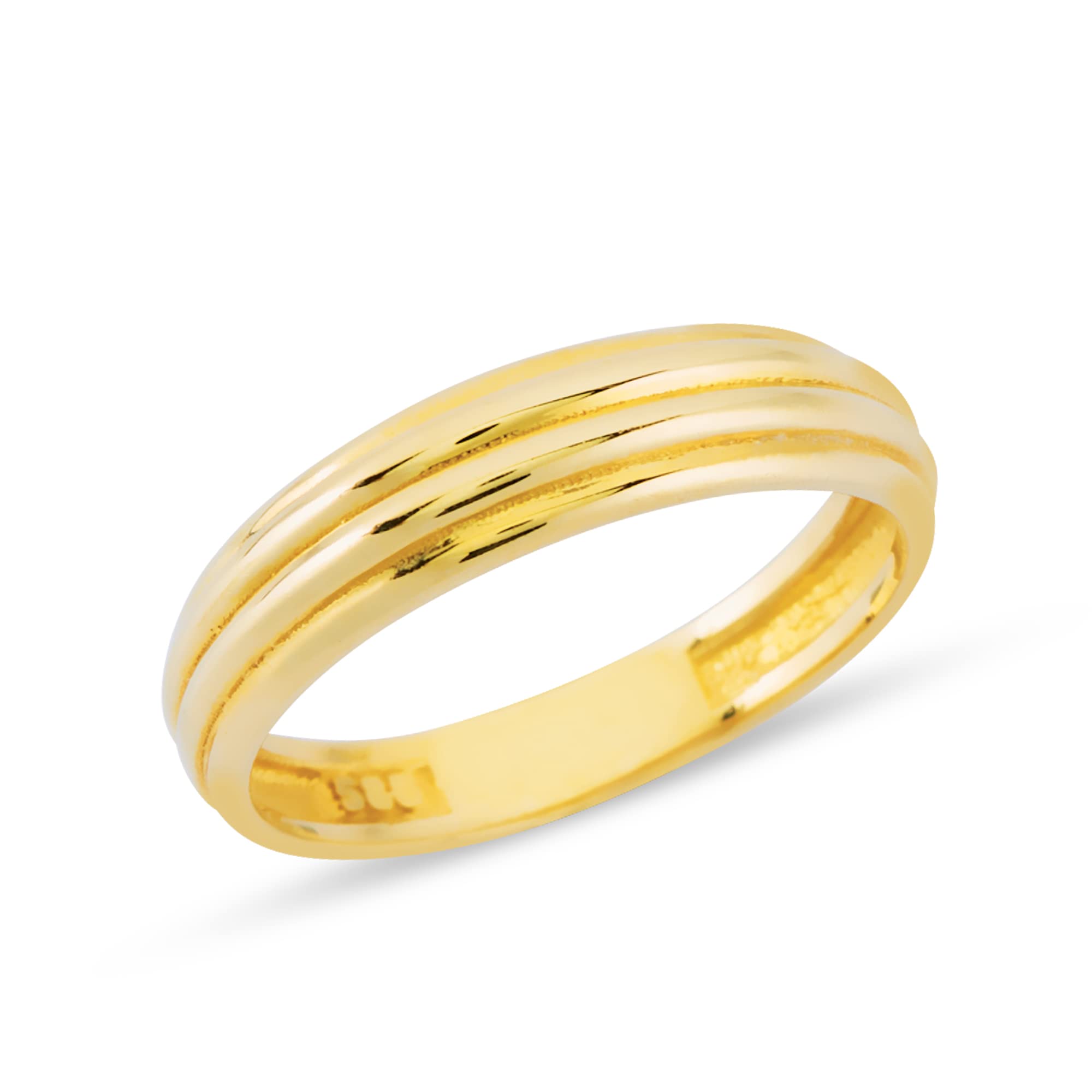 14K Solid Gold Dainty 5mm Double Band Groove Wedding Ring - Yellow, White or Rose Gold Options - Minimalist Dome Ring for Women & Teens - Stackable Fashion Jewelry - Trendy Gift for Her - Perfect for Weddings, Anniversaries & Everyday Wear (Size 4.5-12)