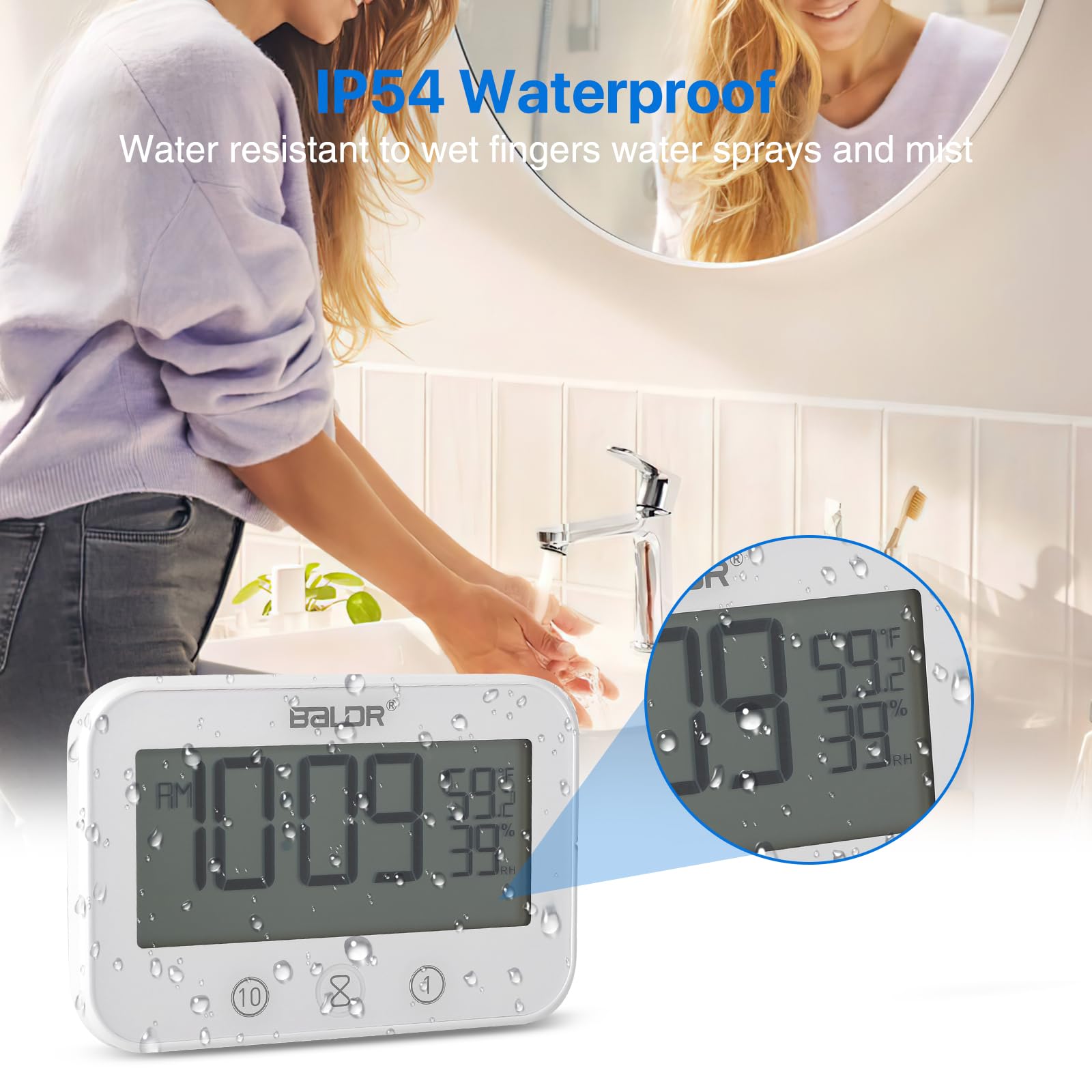 Waterproof Digital Shower Clock with Timer & Temp Display - Bathroom Essentials