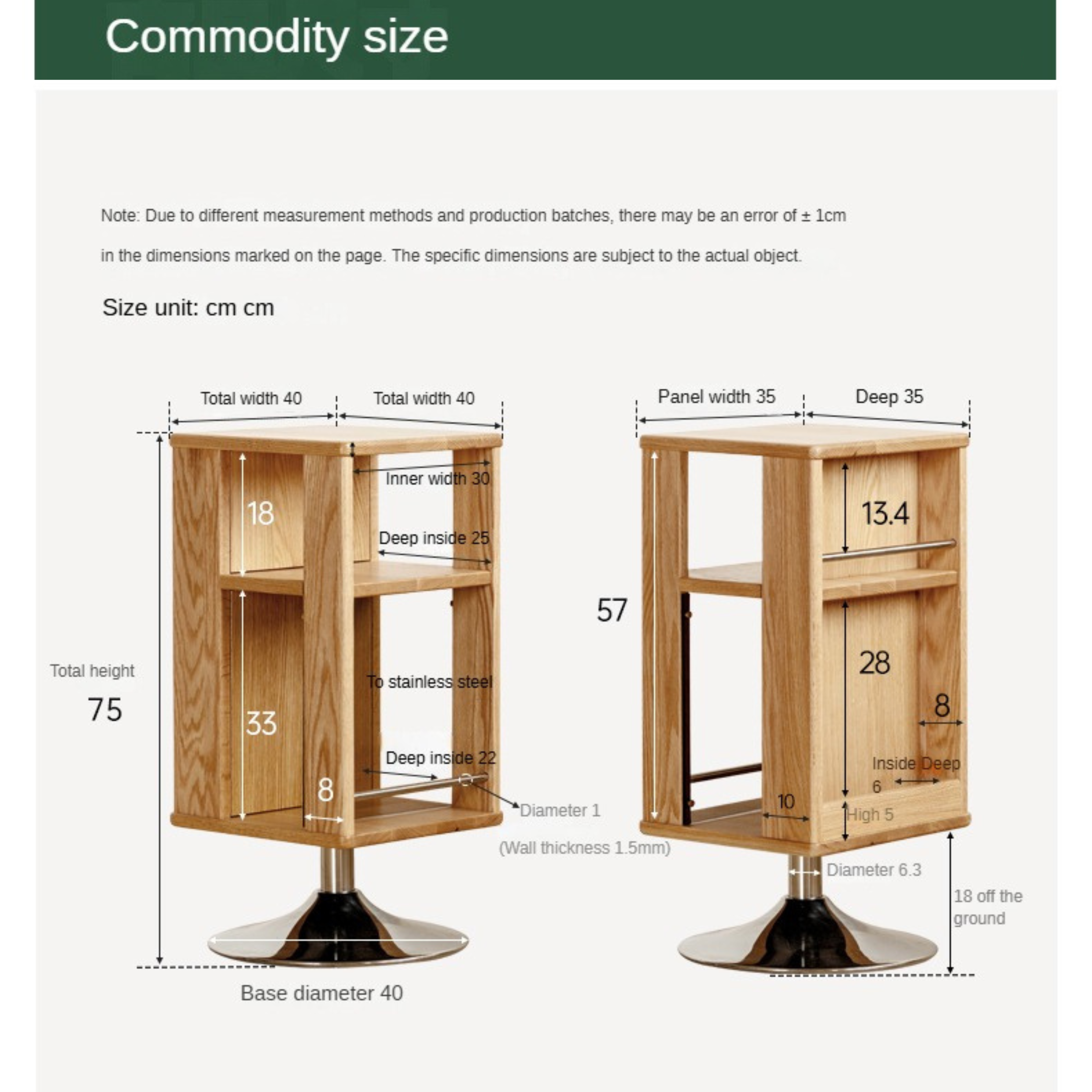 Solid Oak Wood Rotating Side Cabinet - 360° Swivel Storage Organizer for Living Room, Bedroom, or Office - Perfect for Small Spaces & Home Decor