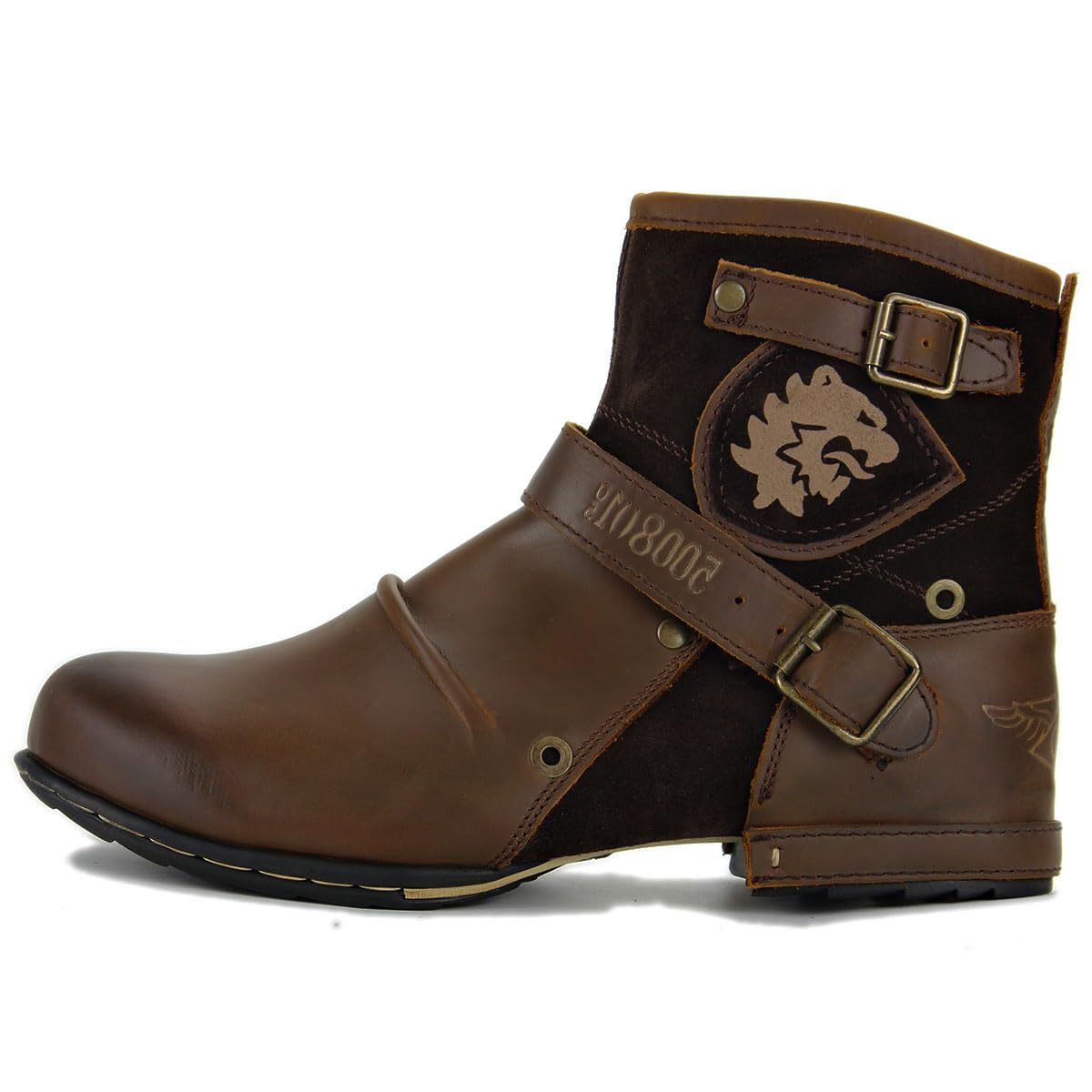 Men's Leather Casual Motorcycle Combat Hiking Dress Ankle Boots with Side Zipper - Perfect for Outdoor Adventures, Motorcycle Riding & Urban Fashion