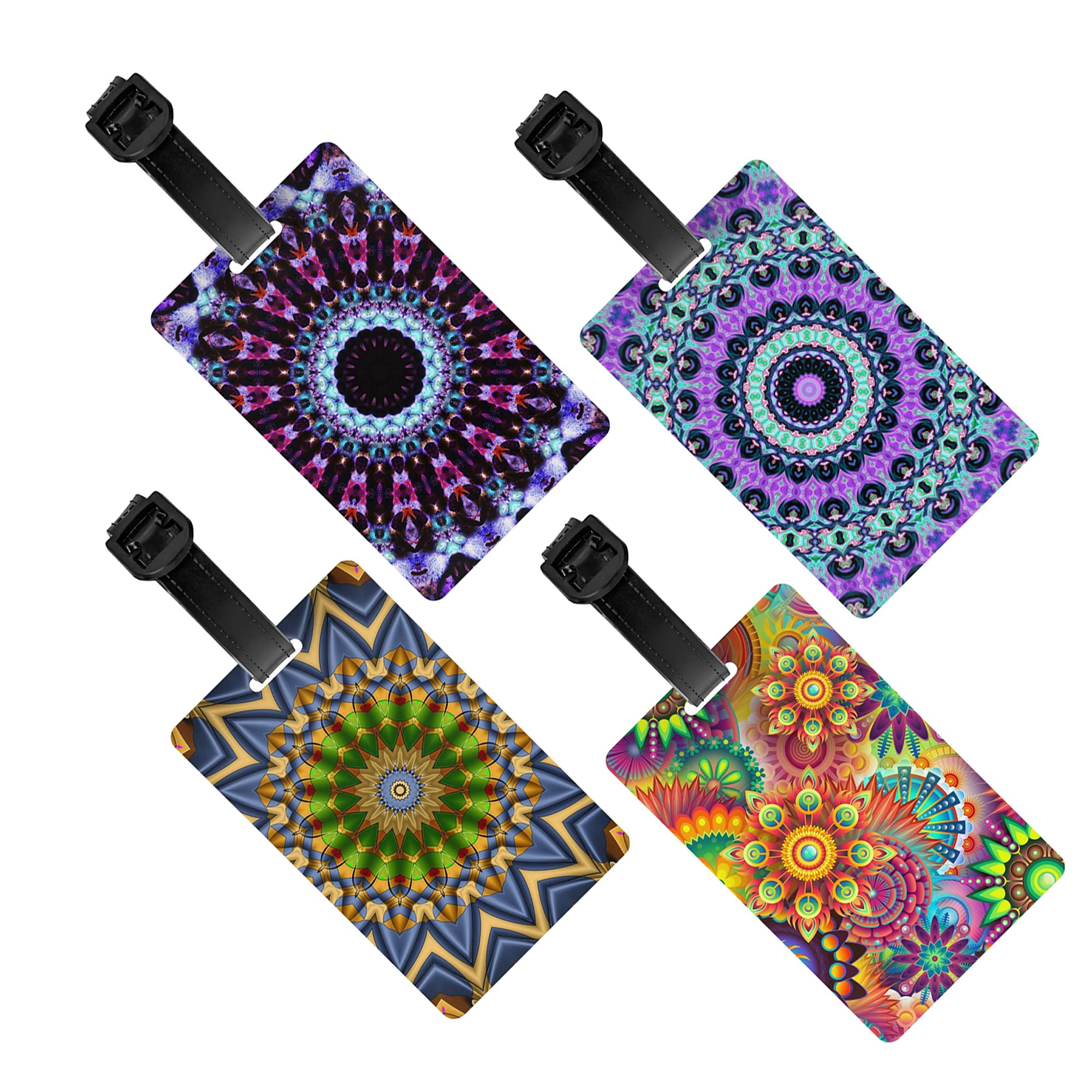 4 Pack Durable PVC Luggage Tags for Suitcases - Personalized Name ID Card Travel Baggage Labels for Women, Men & Kids - Perfect for Airports, Cruises & Family Vacations