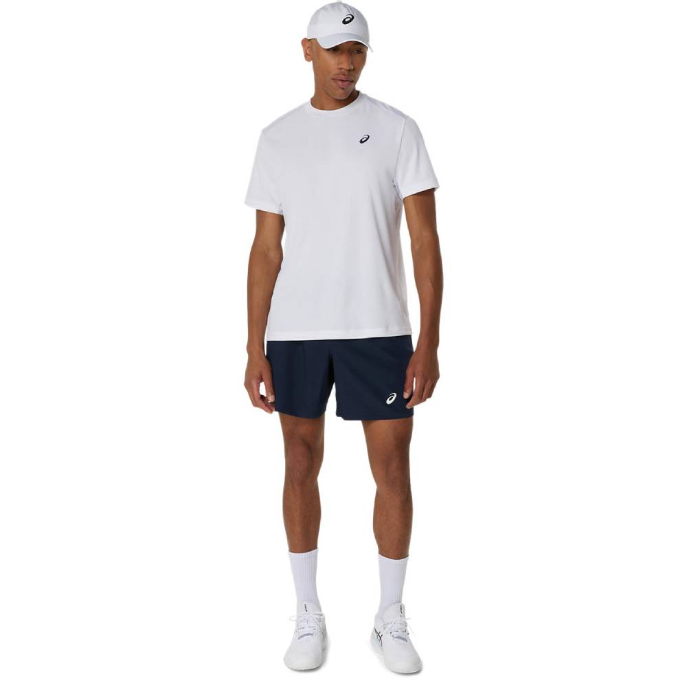 ASICS Men's Tennis Short Sleeve Shirt - Breathable Performance Top for Pickleball, Badminton & Court Sports (Brilliant White) - Ideal for Training, Matches & Casual Wear