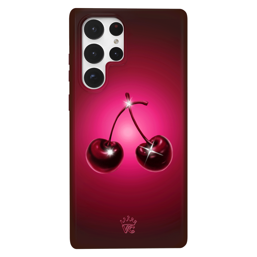 Samsung Phone Case with Black Cherry Crystal Design - Stylish & Protective Cover for Galaxy S21/S22/Note 20 - Perfect for Everyday Use, Work & Travel