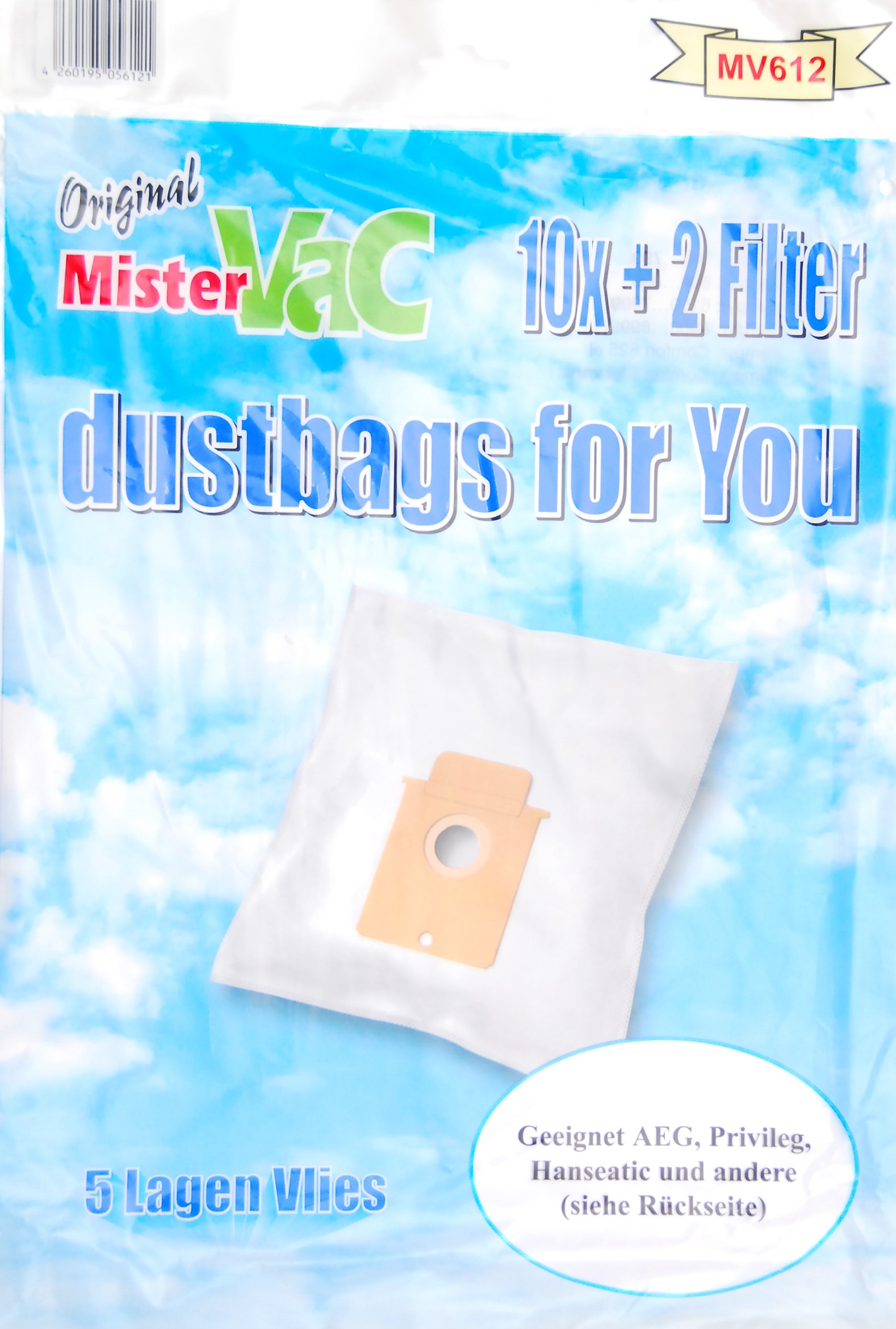 MV 612 Vacuum Cleaner Bags - Compatible with [Brand/Model] - 10 Pack HEPA Filter Replacement Bags for Powerful Suction & Dust Control - Ideal for Home, Office, and Pet Hair Cleaning
