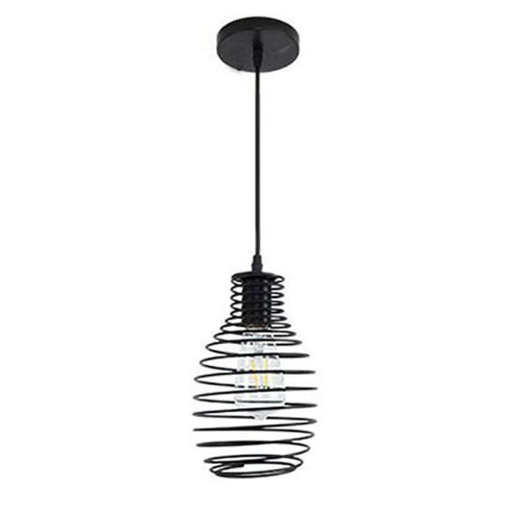 Jeona Iron Art Long Line Small Chandelier - Creative Spring Single Head Hanging Light with E27/E26 Base - Vintage Pendant Lamp for Bedroom, Living Room, Restaurant & Window Decor
