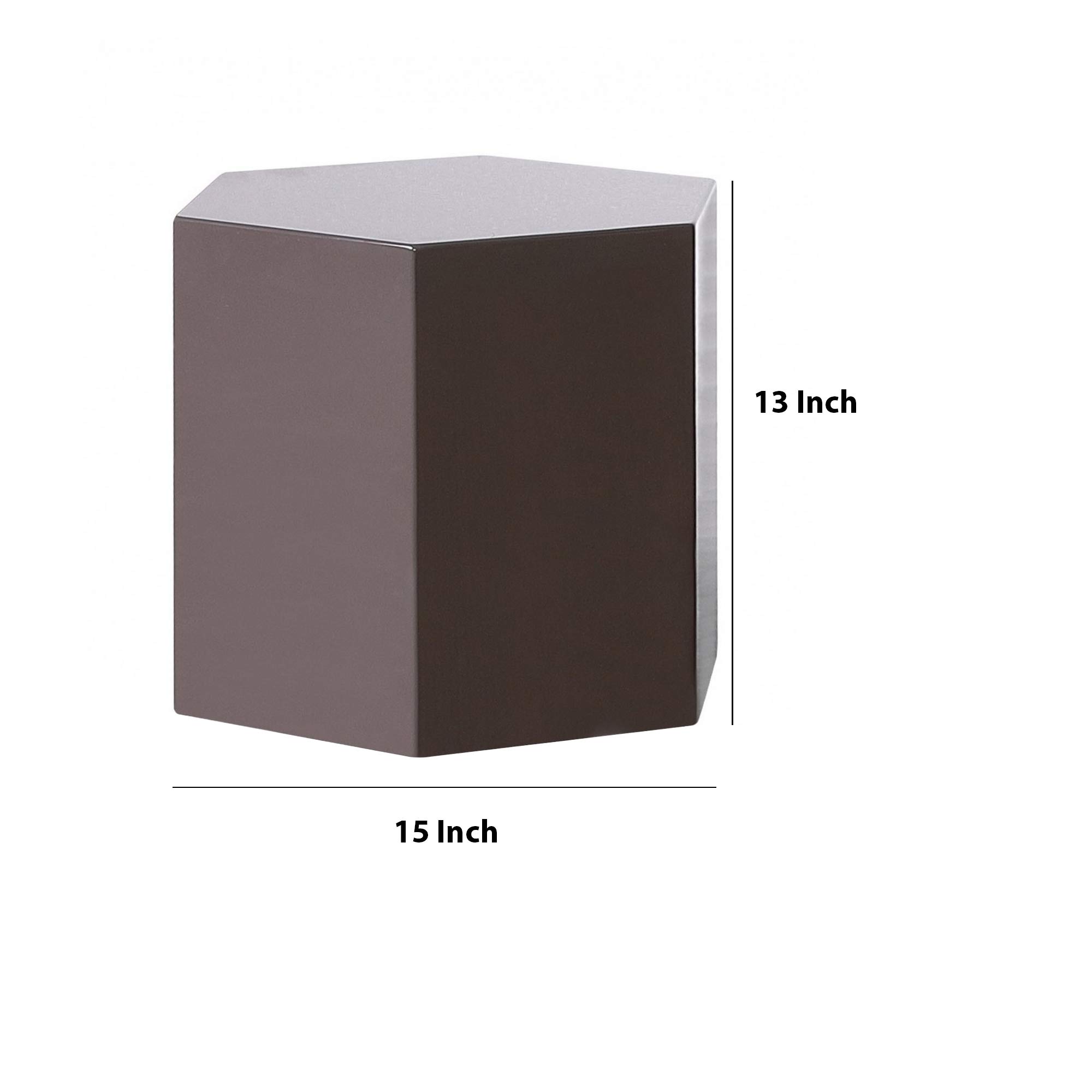 Benjara Modern Hexagonal Wooden End Table - High Gloss Gray Finish | Stylish Living Room Accent Table for Small Spaces & Home Decor