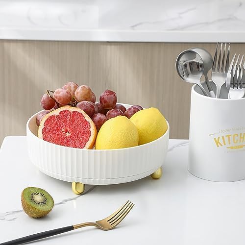 360° Rotating Makeup Organizer Tray - Lazy Susan Cosmetic Storage for Skincare, Perfume & Lotion | Spinning Vanity Organizer for Dresser, Bathroom Countertop | Perfect for Daily Beauty Routine & Travel Organization (Ivory White)