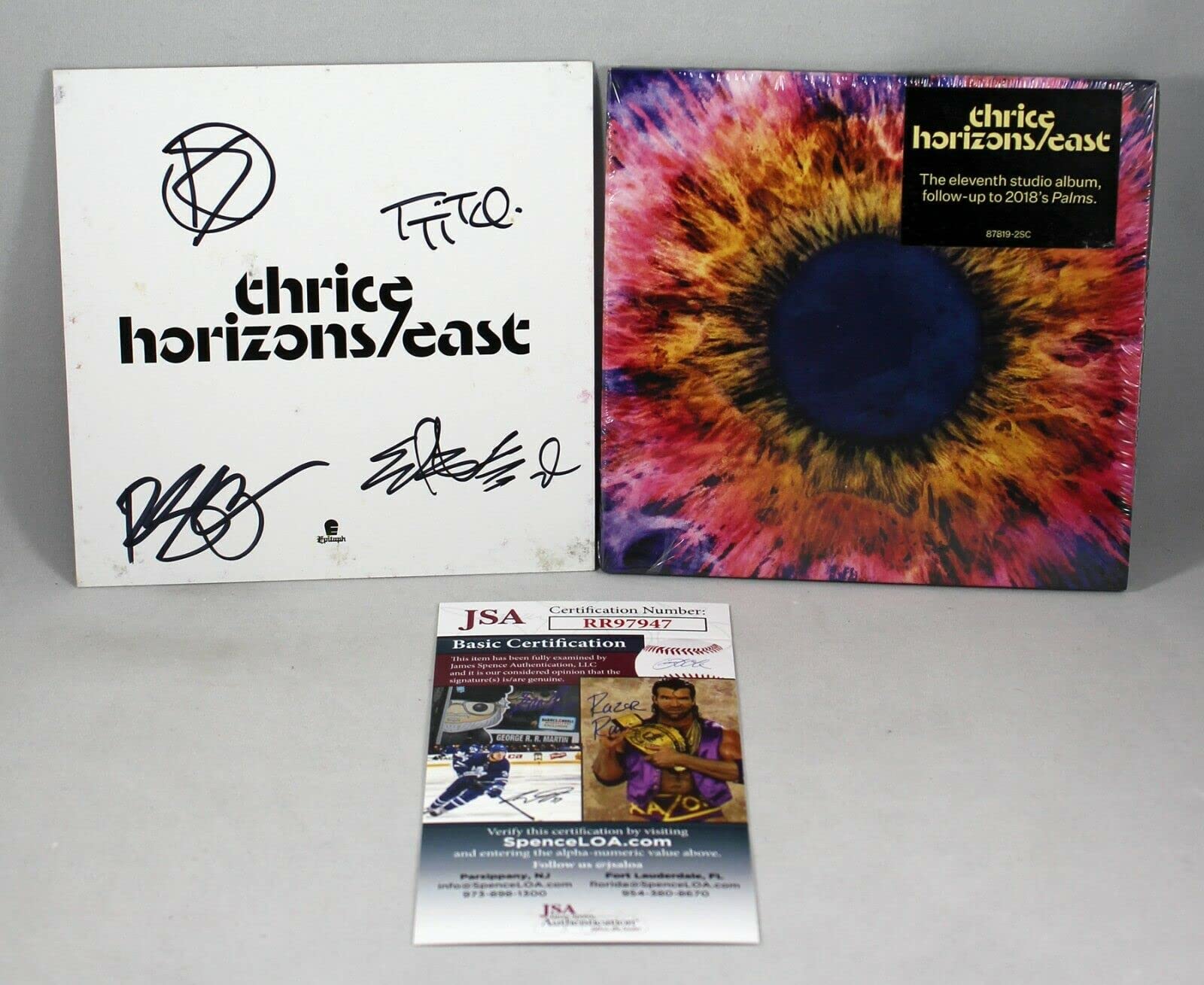 Thrice Band Signed Horizons/East Art Card & CD with JSA COA - Limited Edition Collectible for Music Fans & Memorabilia Enthusiasts - Perfect for Display, Gifts & Music Collections