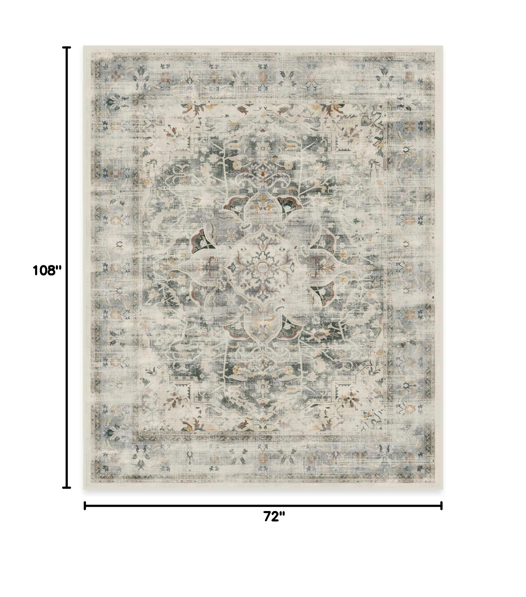 Ruggable Washable 6x9 Area Rug - Sarrah Sage Green | Non-Slip Premium Rug for Living Room, Bedroom, Kitchen, Office & Classroom | Perfect for High Traffic Areas & Pet-Friendly Homes