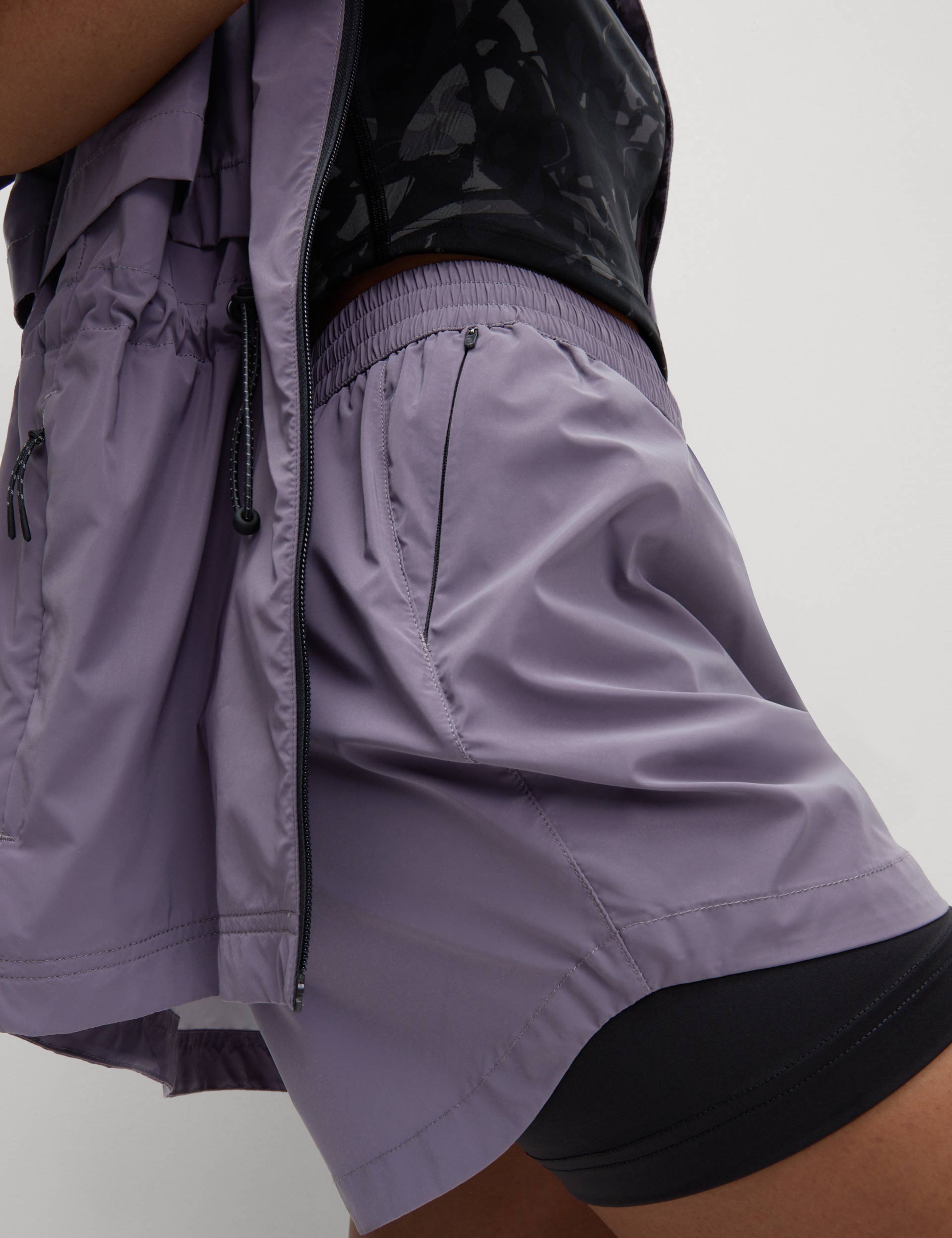 360° Reflective Layered Running Shorts for Women - High Visibility Athletic Shorts with Moisture-Wicking Fabric - Perfect for Night Running, Jogging & Gym Workouts (Lilac)