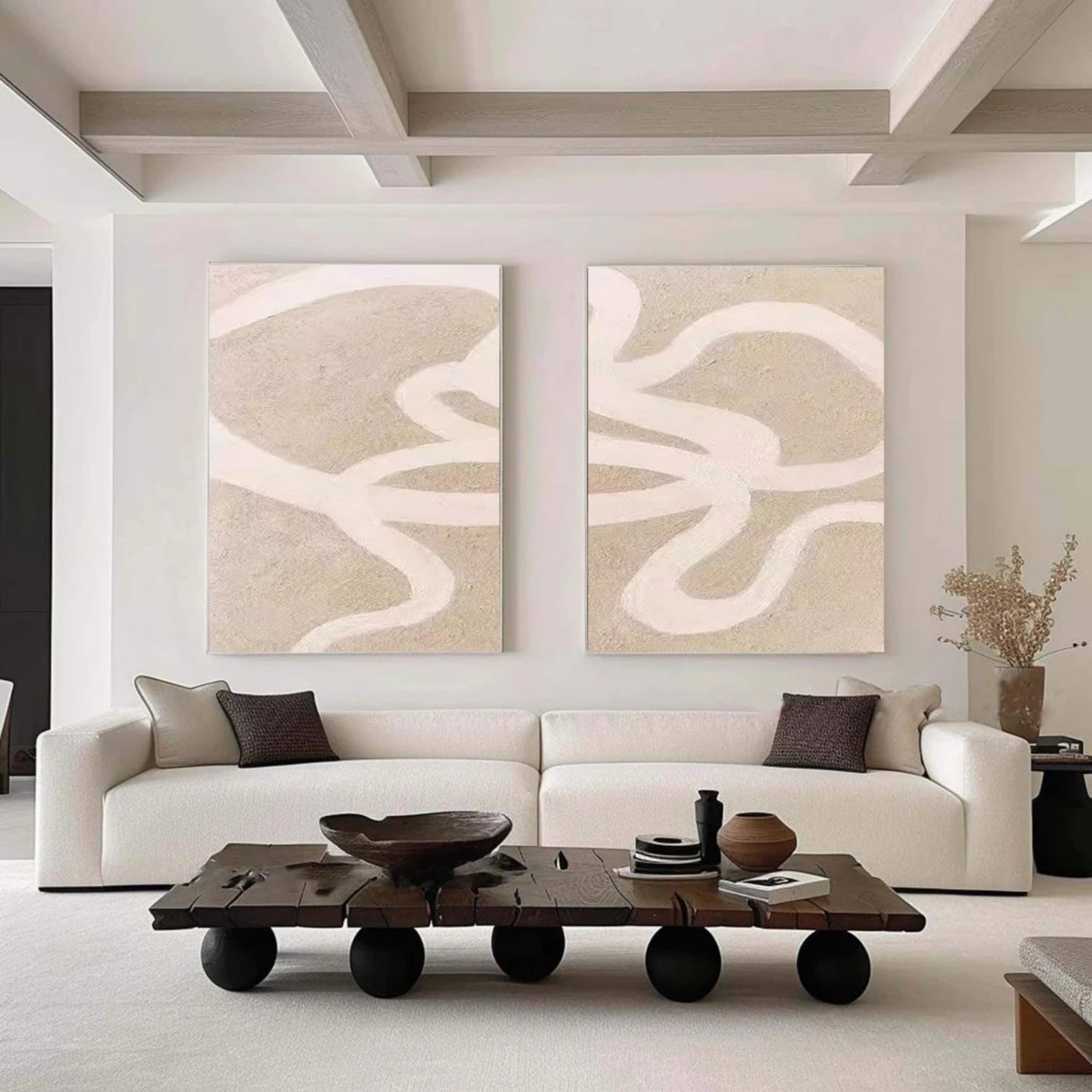 Abstract Painting Set of 2 - Modern Wall Art Canvas Prints #AB405 for Living Room, Bedroom & Office Decor