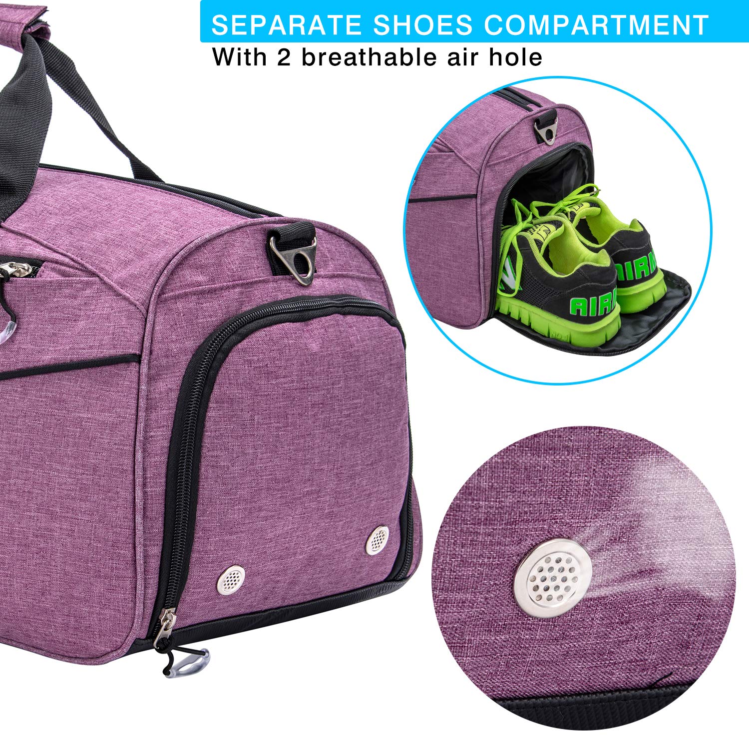 Kuston Sports Gym Bag with Shoes Compartment & Wet Pocket - Durable Gym Duffel Bag for Men & Women - Perfect for Workout, Travel & Overnight Trips