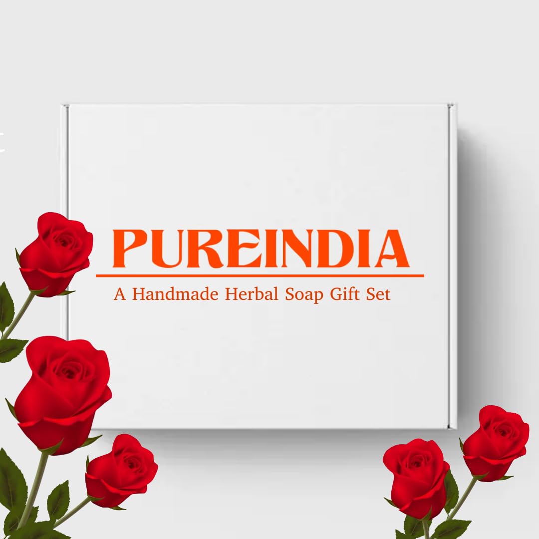 PUREINDIA - 1000 Roses Gift Set | Handmade Rose Soap Set of 4 (100g Each) | Natural Ingredients, Paraben-Free | Perfect Birthday, Anniversary & Wedding Gift | Luxury Bath & Body Care for Women