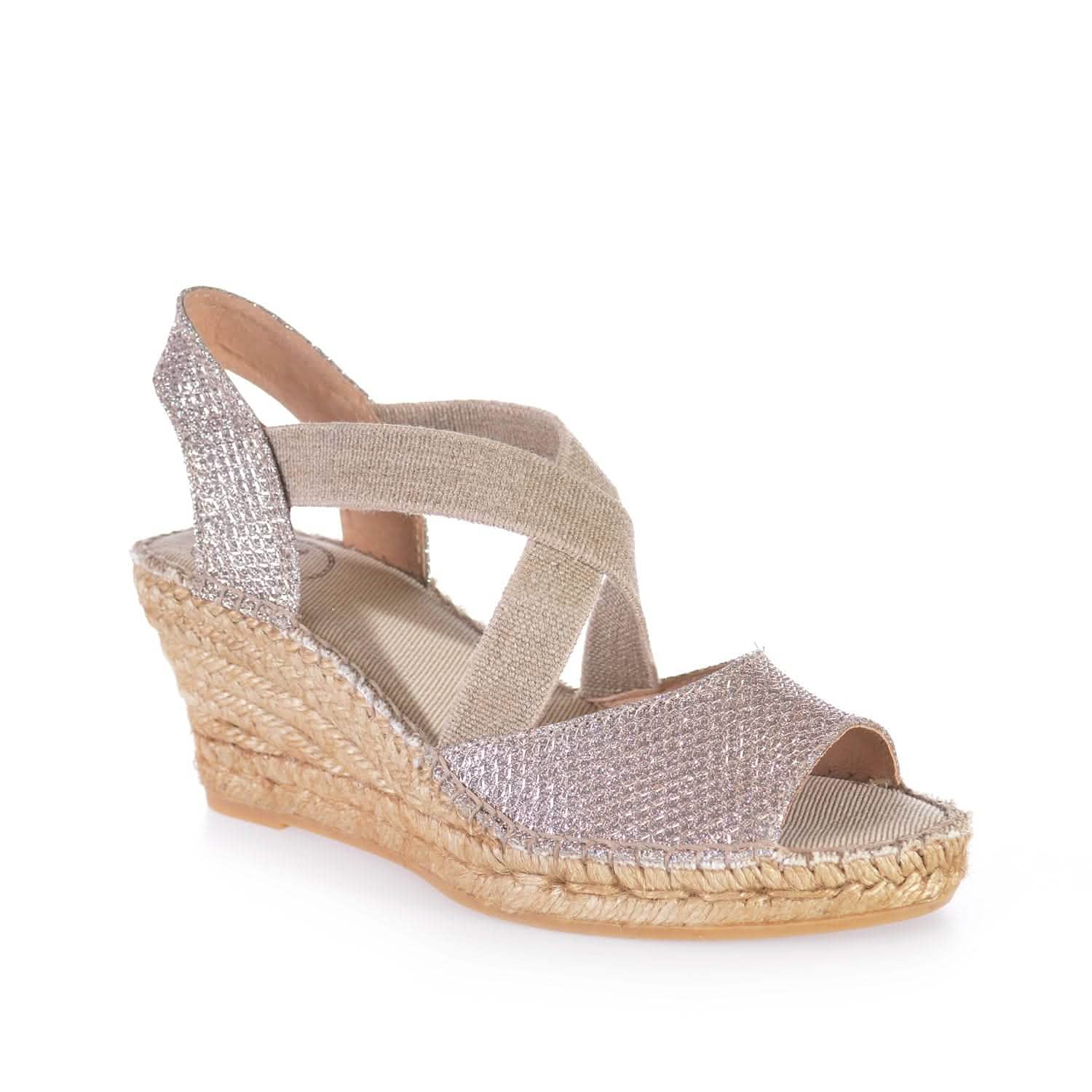 Women's Metallic Cotton Blend Wedge Espadrille Sandals - Comfortable Summer Shoes for Beach, Vacation & Casual Outings