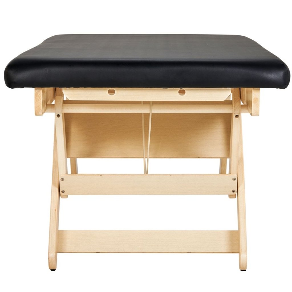 Premium Solid Wood 2-Section Stationary Massage Table - Black | Professional Spa, Chiropractic, and Home Use Massage Bed for Therapists and Relaxation