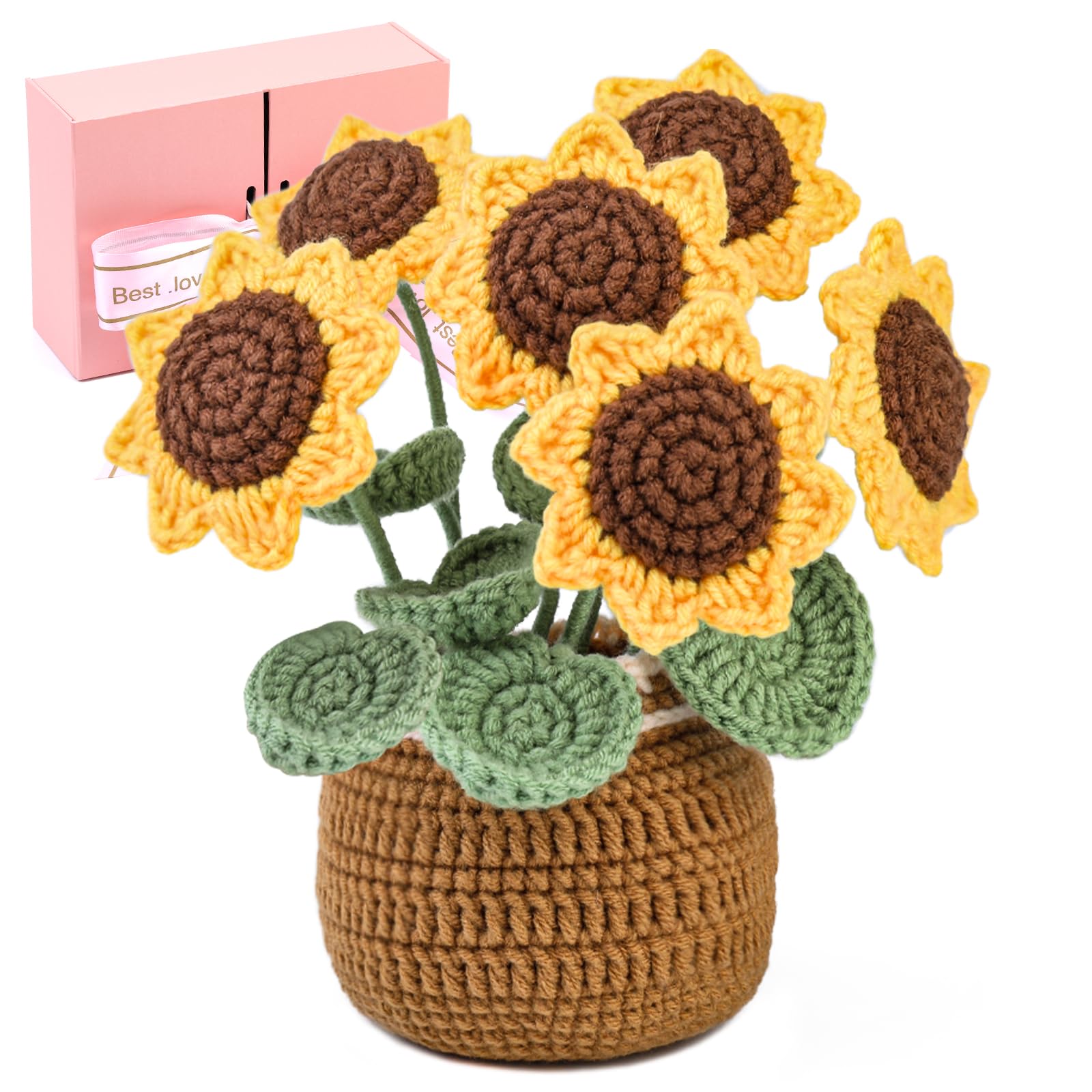 Beginner Crochet Kit for Adults - Complete Crochet Materials Pack with Yarns, Hooks & Accessories - Includes Step-by-Step Video Tutorials - Perfect for DIY Sunflower Projects, Home Decor & Handmade Gifts