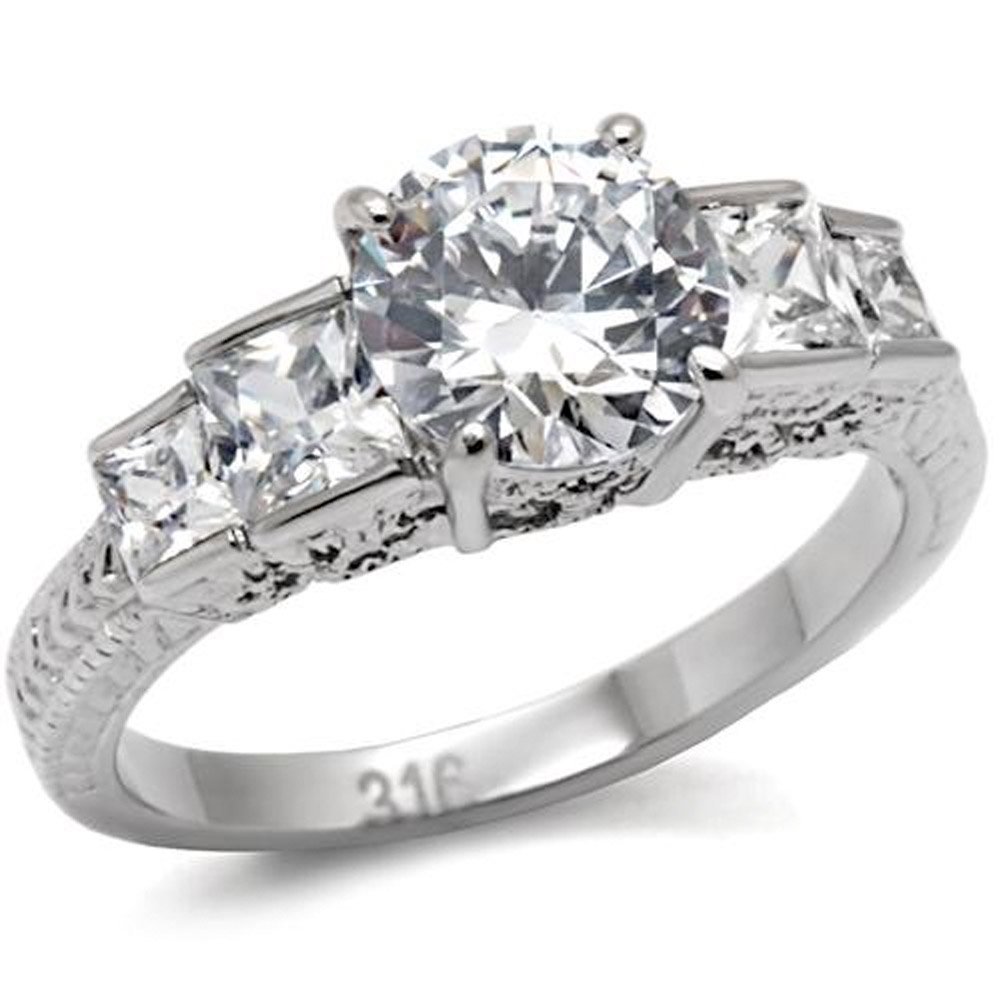 My Cutie Jewelry Emma's Classic 5 Stone Promise Ring - Cubic Zirconia Engagement Rings for Women, CZ Wedding Band with Faux Carat Stones | Perfect for Anniversaries, Proposals & Special Occasions