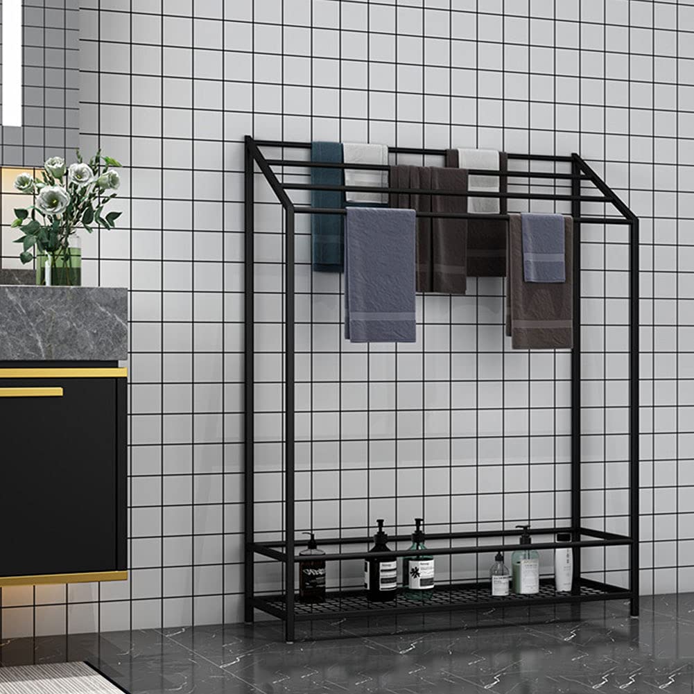 4-Tier Freestanding Chrome Towel Rack - Modern Industrial Metal Towel Holder for Kitchen & Bathroom - Countertop Dishcloth Drying Rack for Sponges, Napkins & Hand Towels