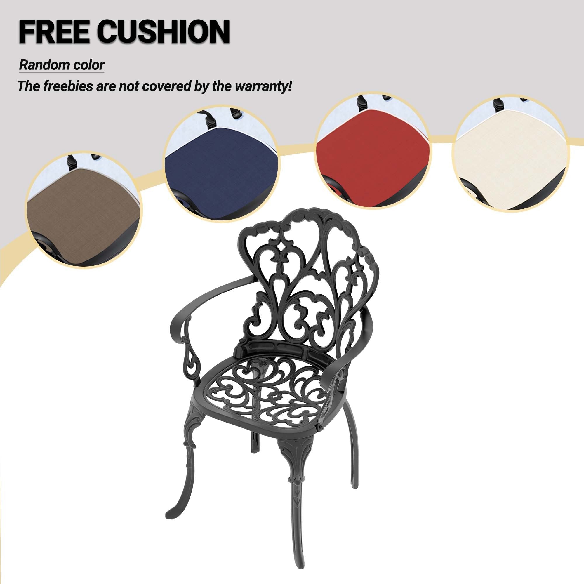 5-Piece Cast Aluminum Patio Furniture Set with Cushions - Outdoor Dining & Lounge Set for Garden, Poolside or Backyard - Includes Weather-Resistant Cushions (Random Colors)
