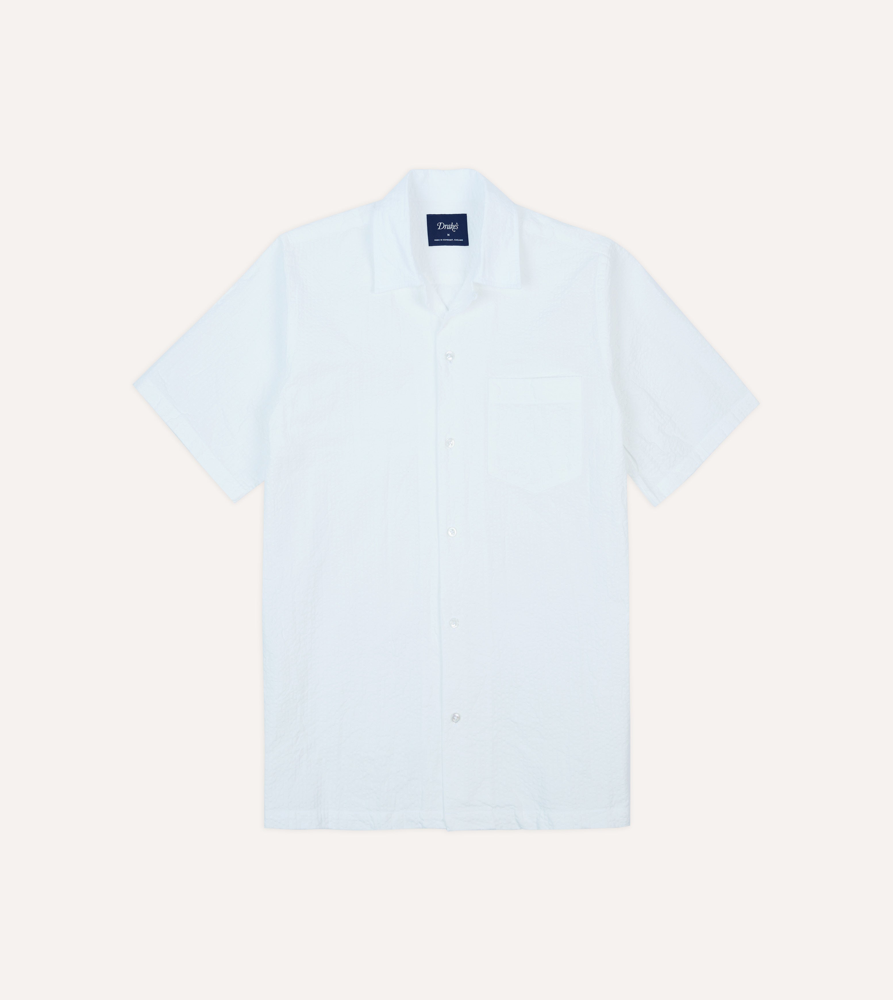Premium White Cotton Linen Seersucker Camp Collar Short Sleeve Shirt for Men - Breathable Summer Casual Wear, Beach Vacation & Outdoor Activities