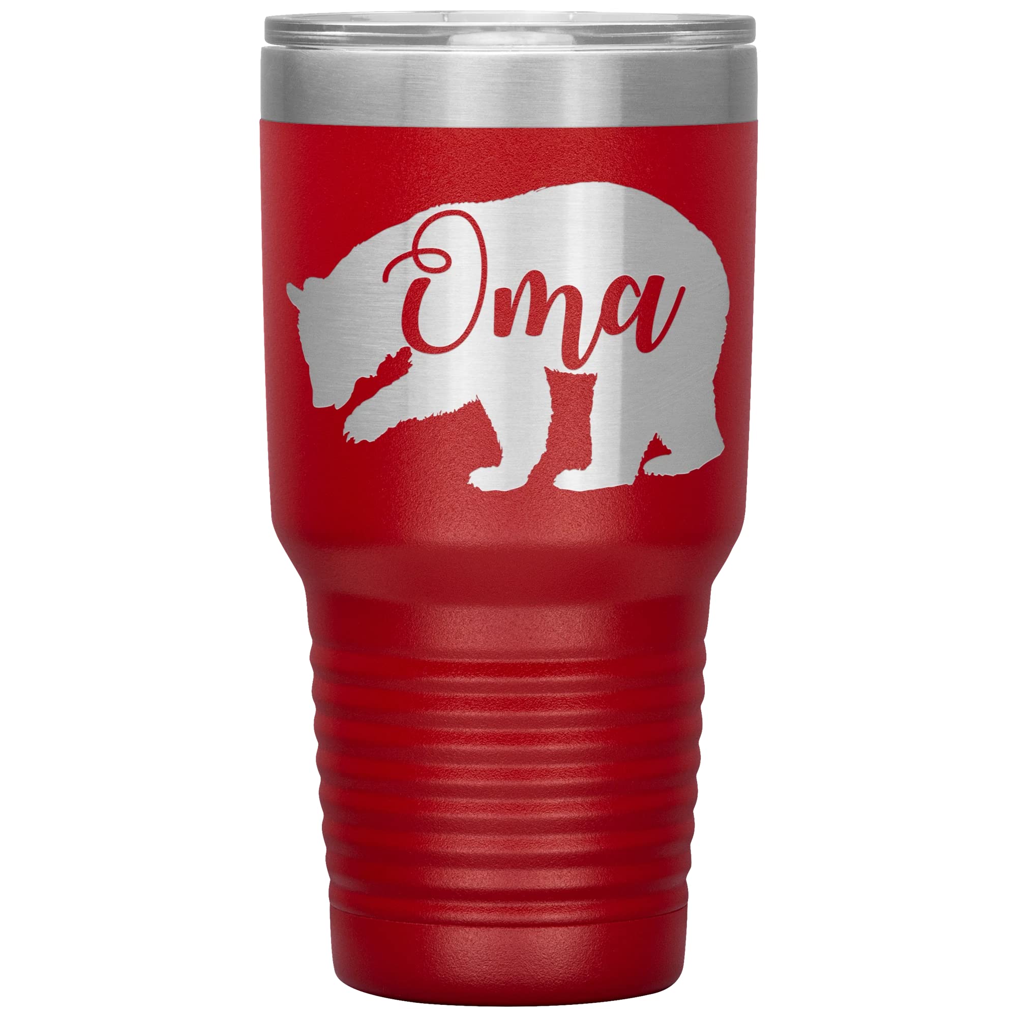Oma Bear Tumbler - 30oz Insulated Stainless Steel Cup with Engraving - Perfect Gift for Grandma - Keeps Drinks Hot/Cold for Hours - Ideal for Coffee, Tea & Outdoor Activities