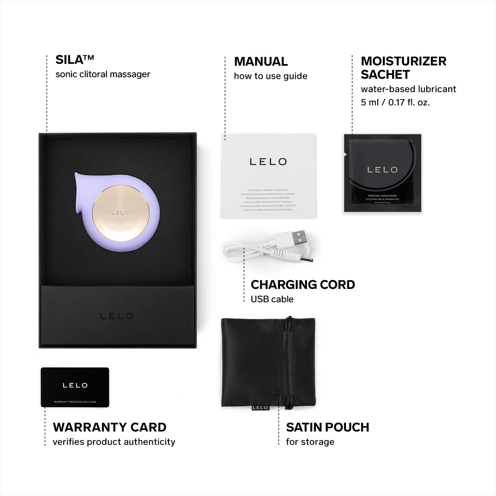 LELO SILA Sonic Clit Sucker - Waterproof Vibrator for Women, Rechargeable Adult Sex Toy with Gentle External Stimulation - Perfect for Solo Play & Couples Intimacy (Lilac)