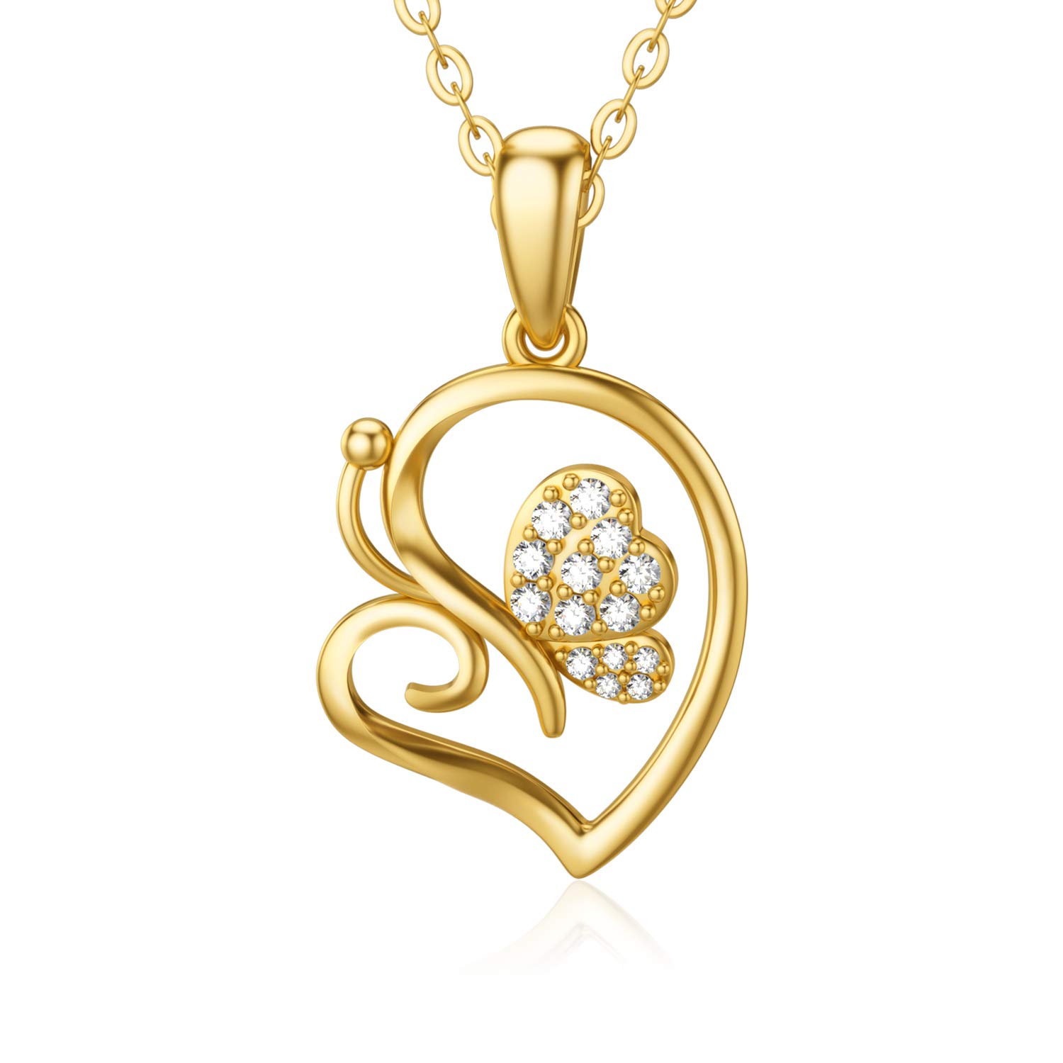 14K Solid Gold Heart Pendant Necklace for Women - 8 Elegant Styles, Dainty & Timeless Jewelry Gift for Her - Perfect for Valentine's Day, Anniversary & Romantic Occasions