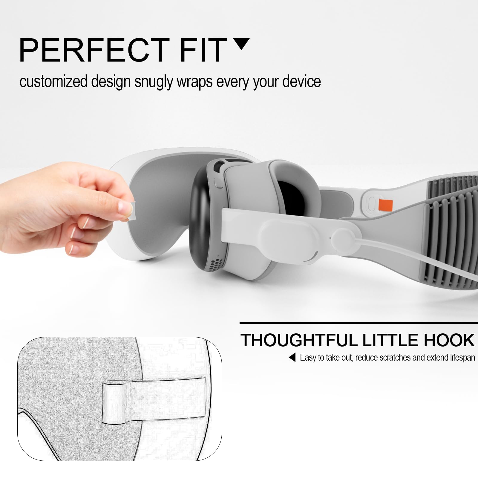 Apple Vision Pro VR Headset Case Cover Set - Soft Silicone Protector & Tempered Glass Screen Protector | 100% Compatible with Vision Pro Accessories | Perfect for Travel, Gaming & VR Protection (White)