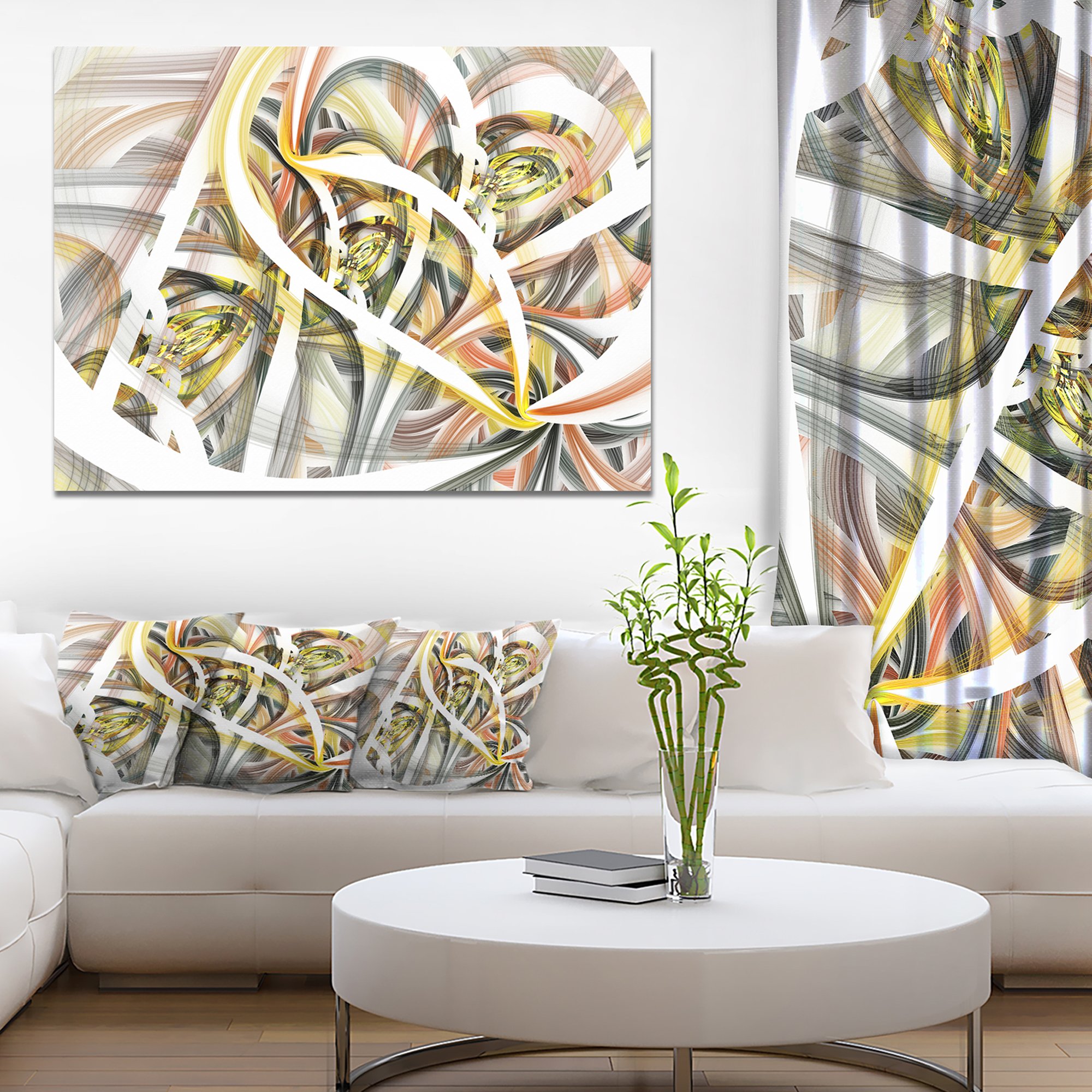 Symmetrical Spiral Fractal Flowers Contemporary Canvas Wall Art Print - Modern Home Decor for Living Room, Bedroom & Office