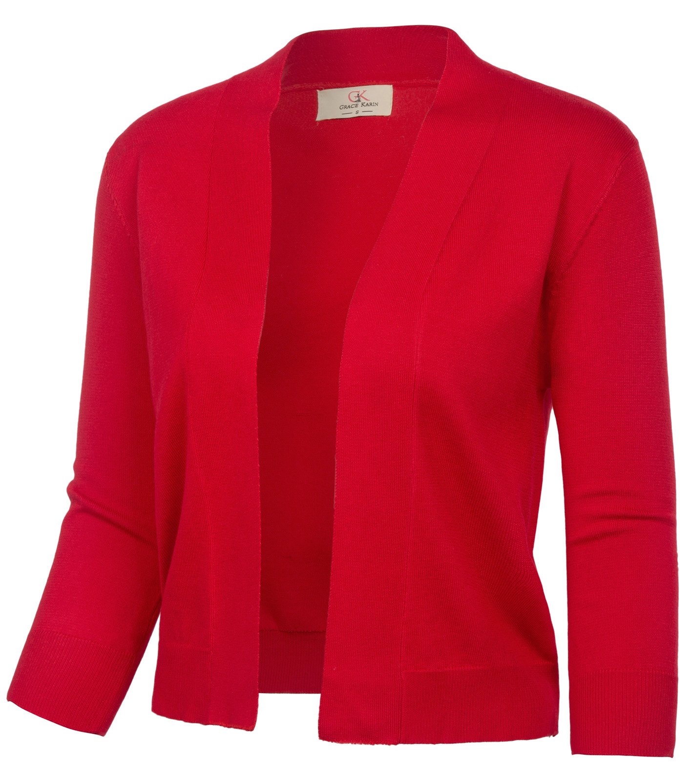 GRACE KARIN Women's 3/4 Sleeve Cropped Cardigan Sweater - Lightweight Knit Open Front Shrug Bolero Jacket for Casual Outfits, Office Wear & Spring Layering