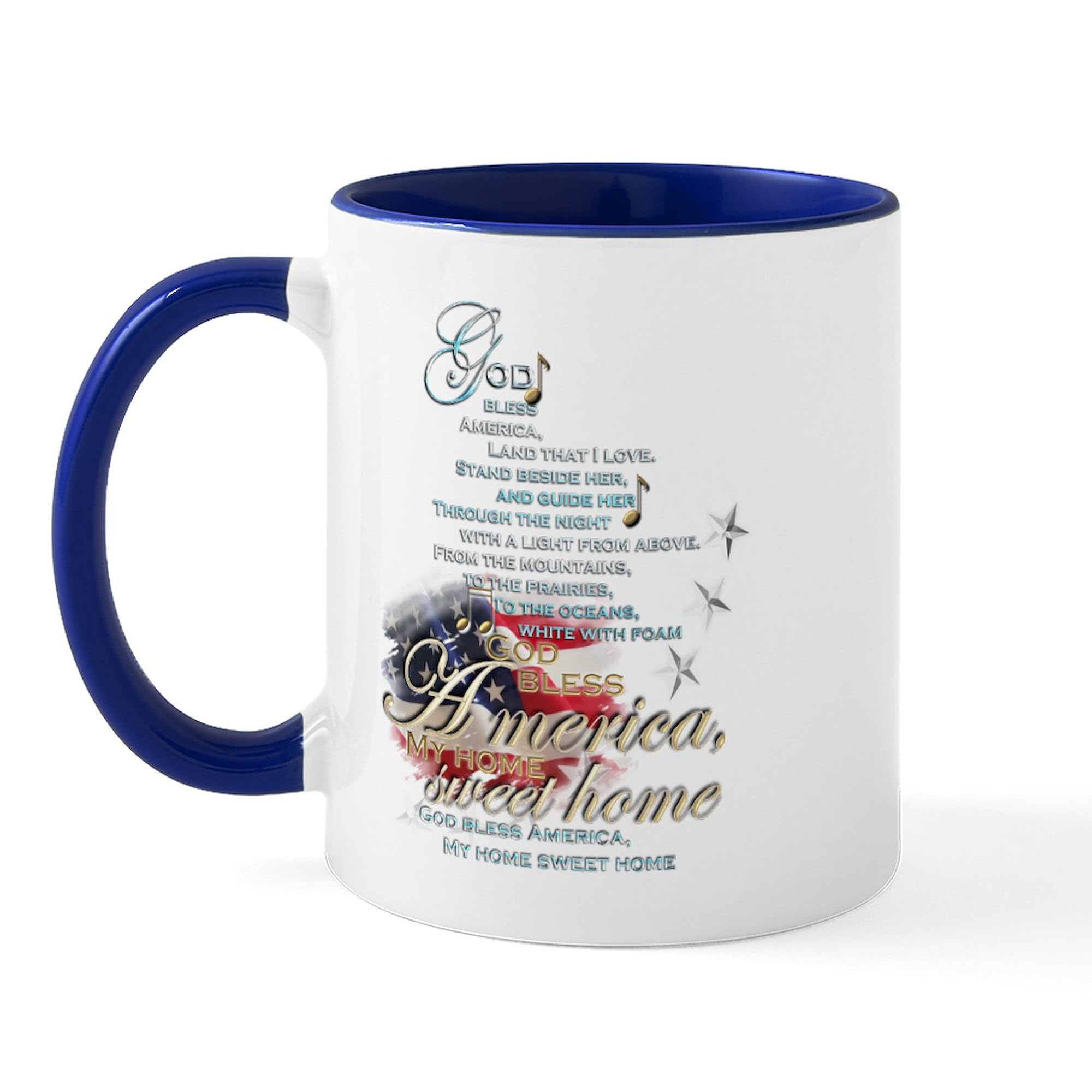 God Bless America 11 oz (325 ml) Ceramic Coffee Mug - Patriotic Gift for Veterans Day, 4th of July & Everyday Use