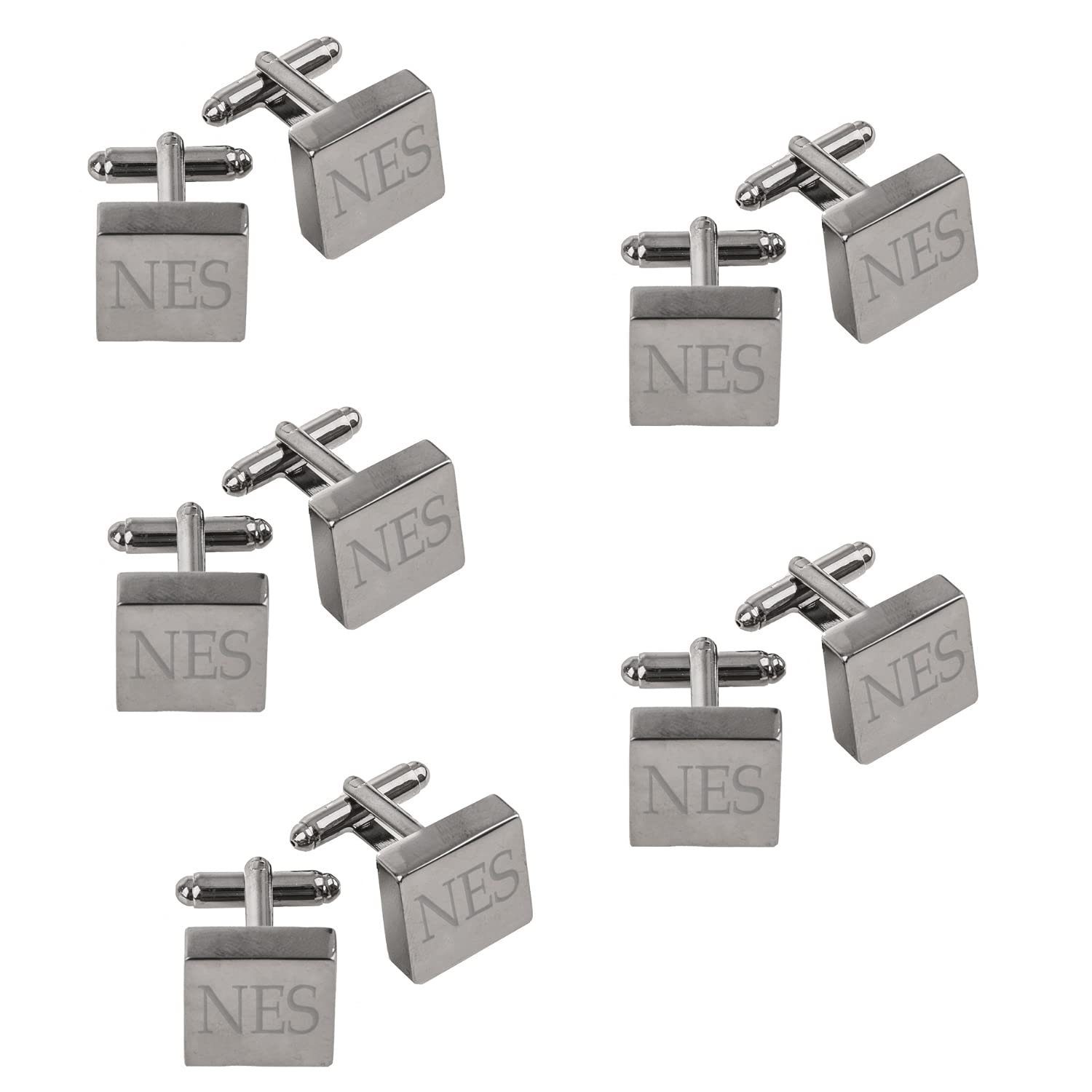Personalized Men's Cufflinks Set of 5 - Elegant Wedding Gifts for Groomsmen, Groom, Father of the Bride & Grooms - Perfect for Weddings, Proms & Formal Events