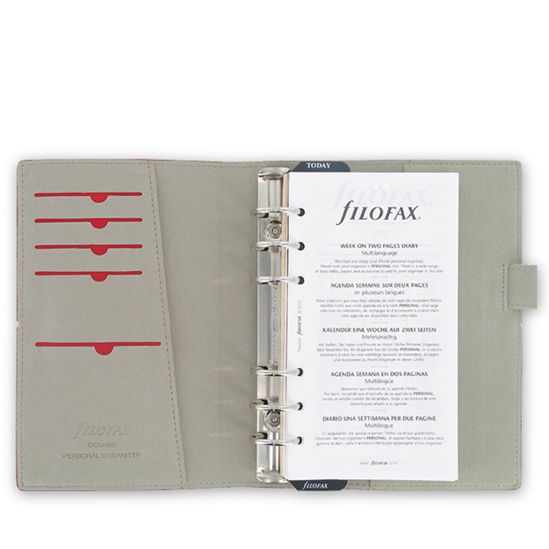Filofax Personal Domino Red Leather Planner Organizer - Perfect for Work, School & Daily Productivity | A5 Size Refillable Notebook Diary